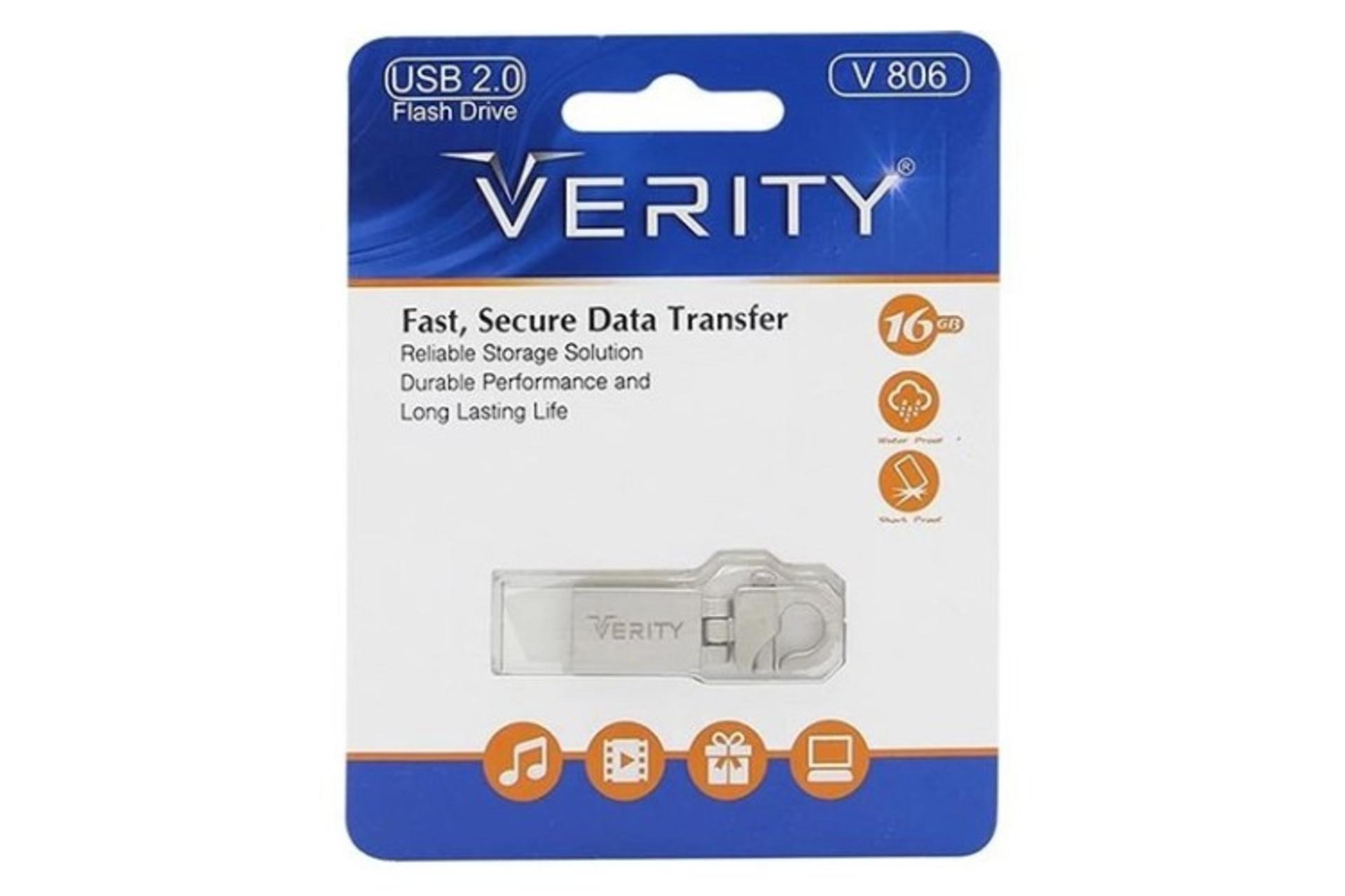 پکیجینگ فلش مموری وریتی مدل V806 ظرفیت 16 گیگابایت USB 2.0