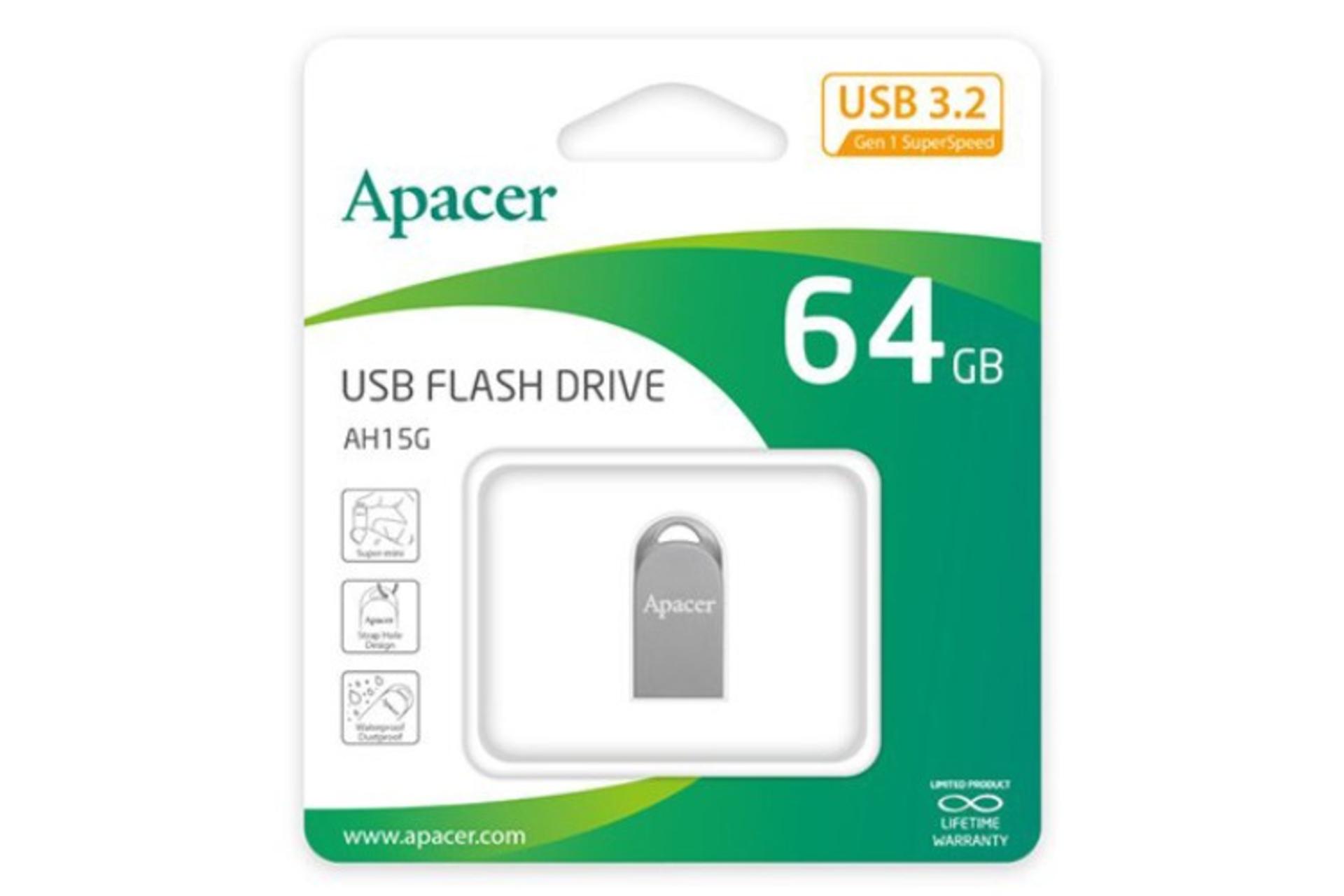 پکیجینگ فلش مموری اپیسر مدل AH15G ظرفیت 64 گیگابایت USB 3.2 Gen1