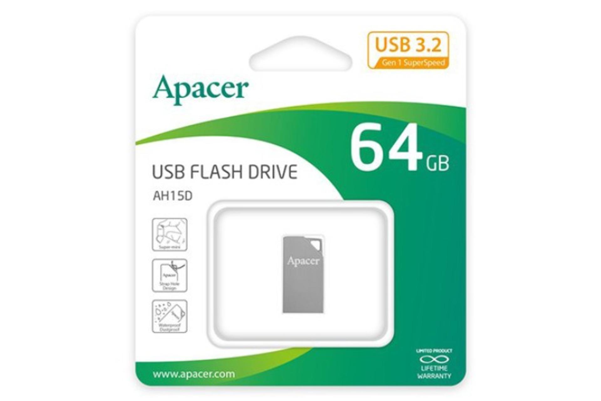 پکیجیگ فلش مموری اپیسر مدل AH15D ظرفیت 64 گیگابایت  USB 3.2 Gen1