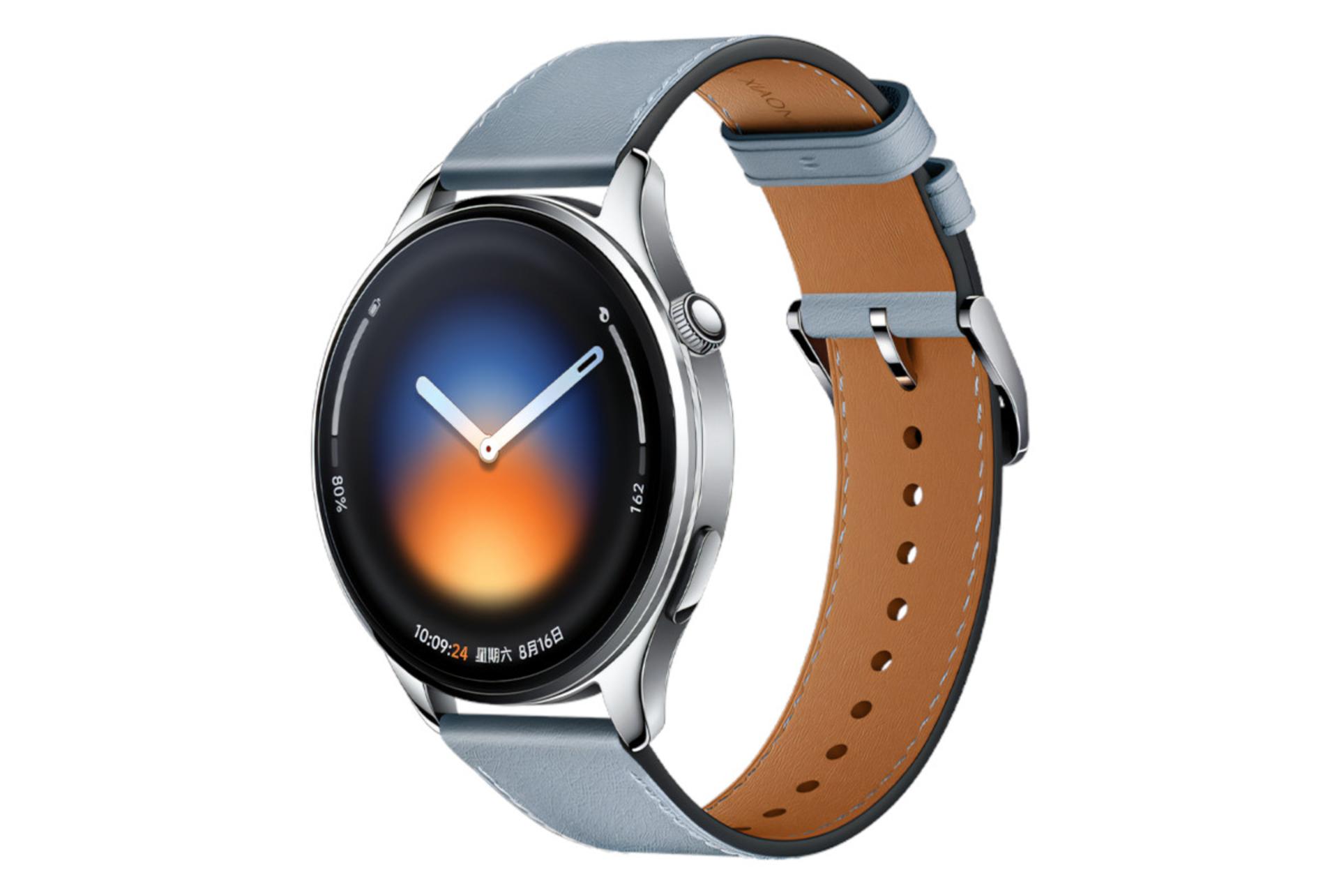 ساعت هوشمند واچ 5 شیائومی نقره ای با بند آبی روشن / Xiaomi Watch 5