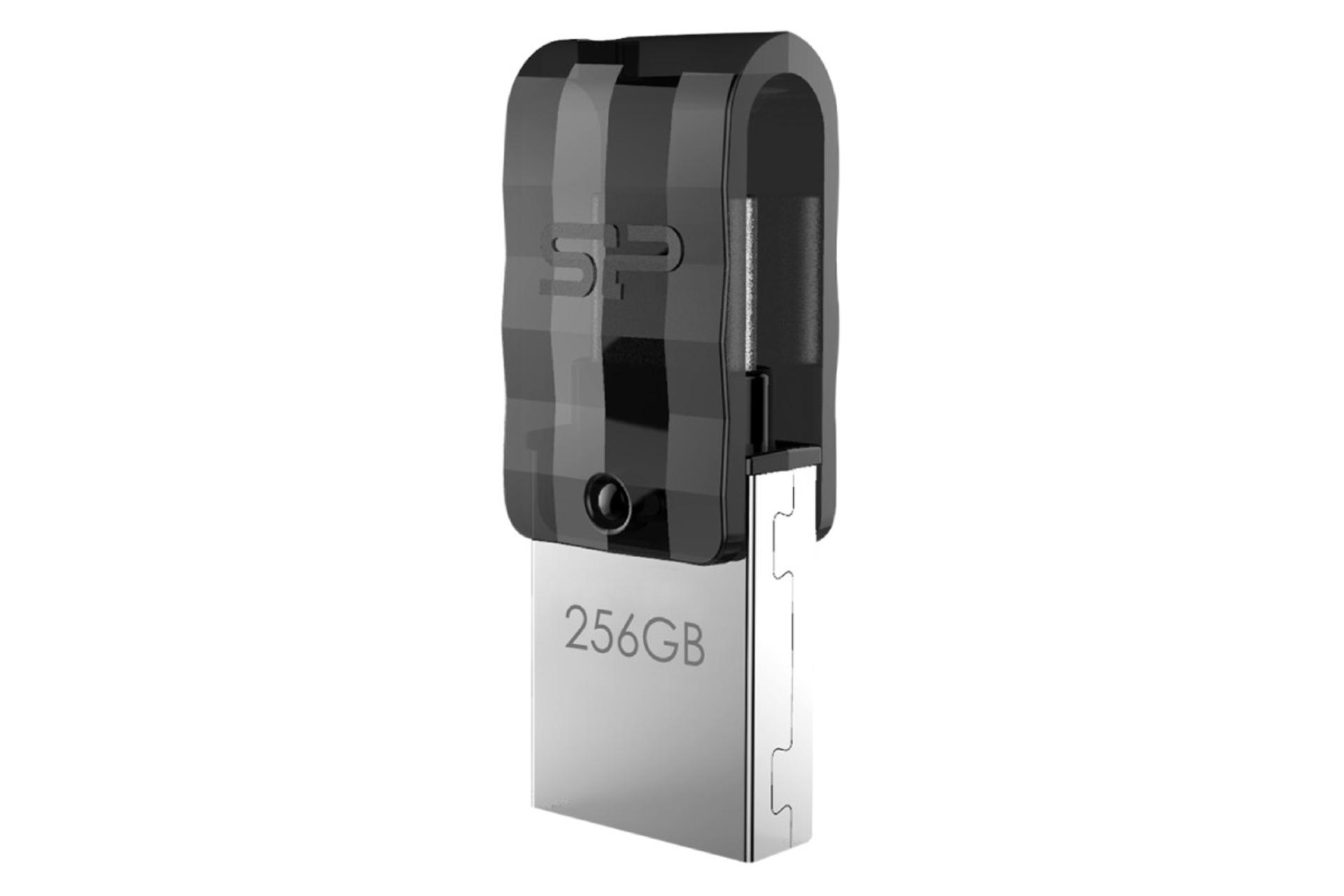 نمای جانبی فلش مموری سیلیکون پاور مدل Mobile C31 OTG ظرفیت 128 گیگابایت USB 3.2 Gen1