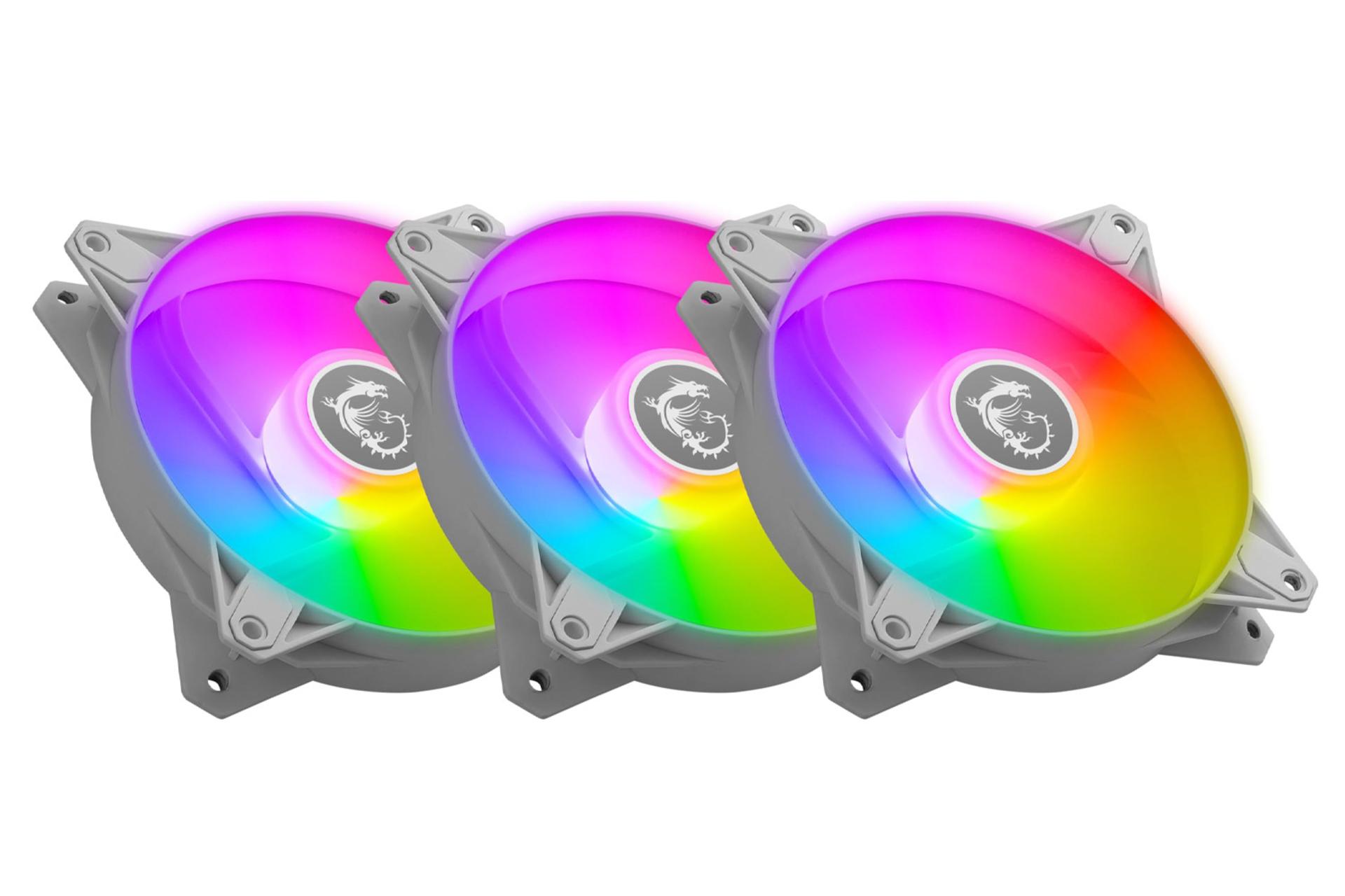 فن کیس ام اس آی MPG F120 ARGB بسته 3 عددی رنگ سفید