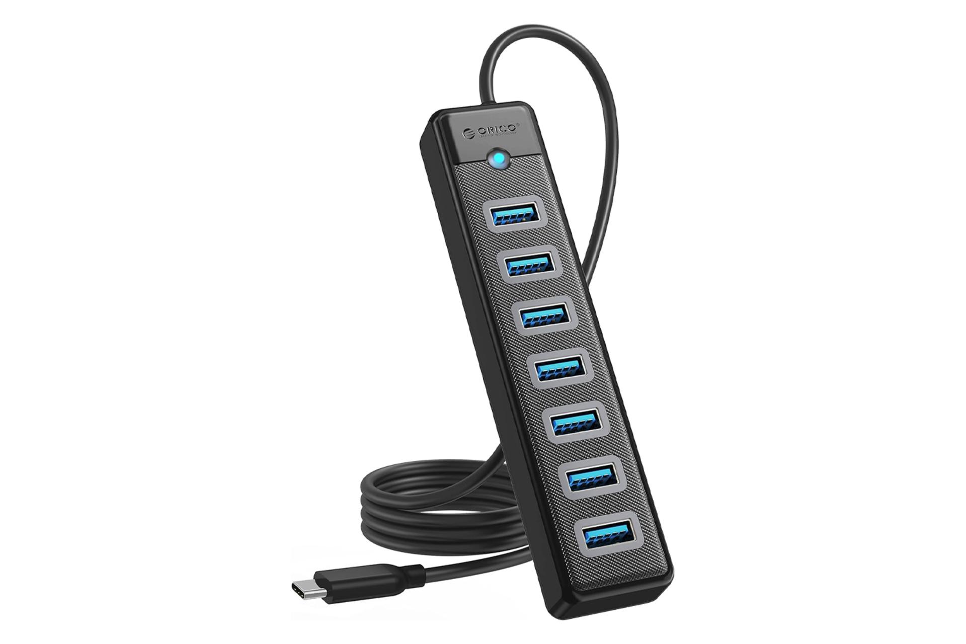هاب USB هاب USB-C اوریکو 7 پورت مدل PW7U-C3-015 رنگ مشکی
