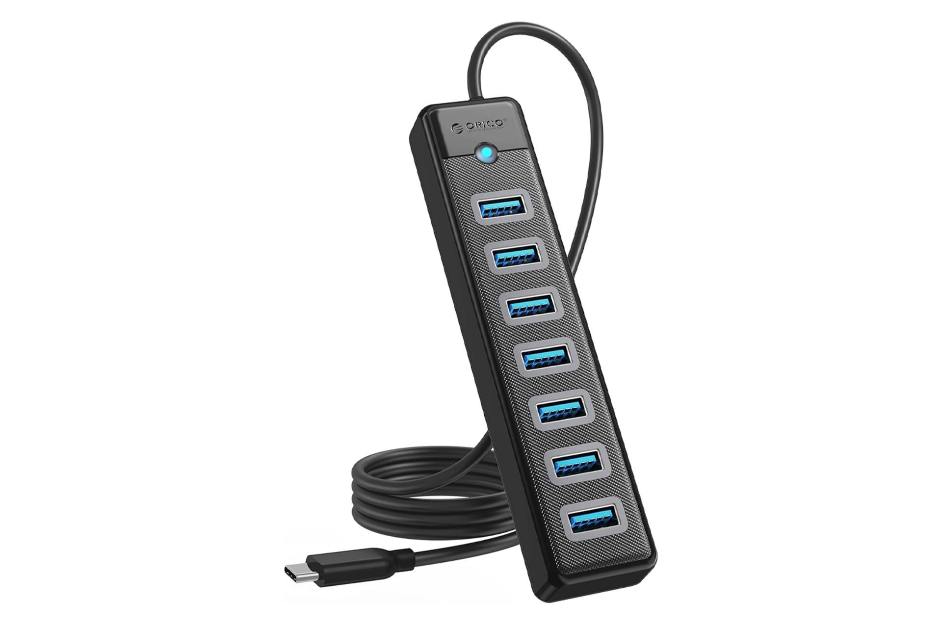 هاب USB هاب USB-C اوریکو 7 پورت مدل PW7U-C3-05 رنگ مشکی