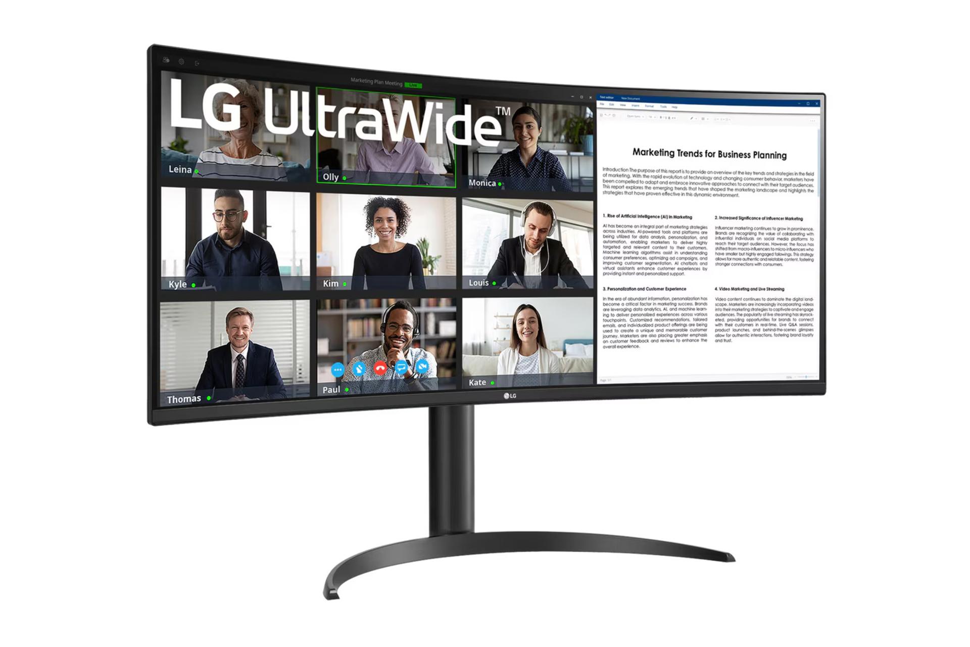 نمای سمت چپ مانیتور ال جی 34 اینچ مدل 34WR55QK