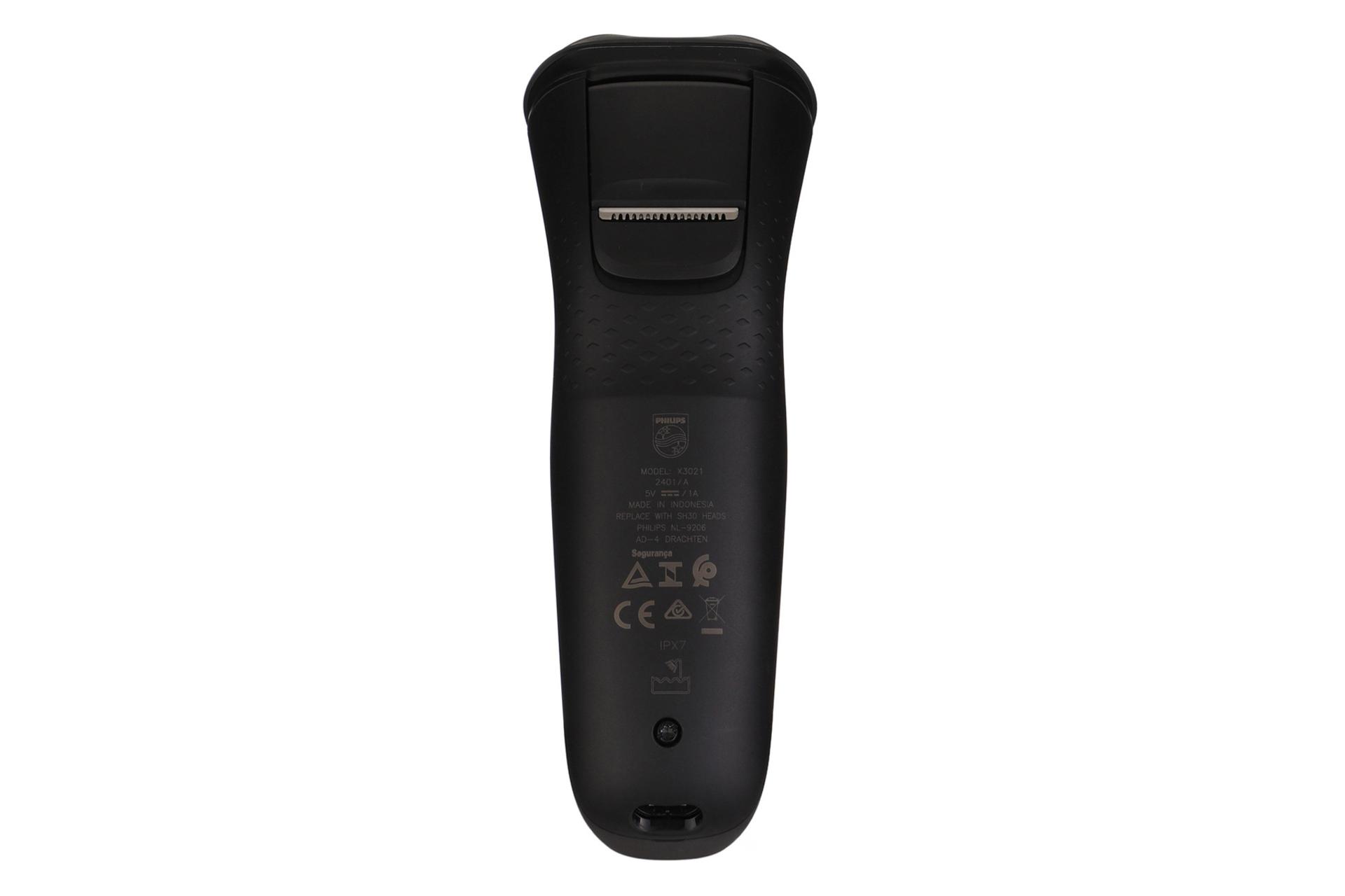 نمای پشت ماشین اصلاح و ریش تراش فیلیپس X3021