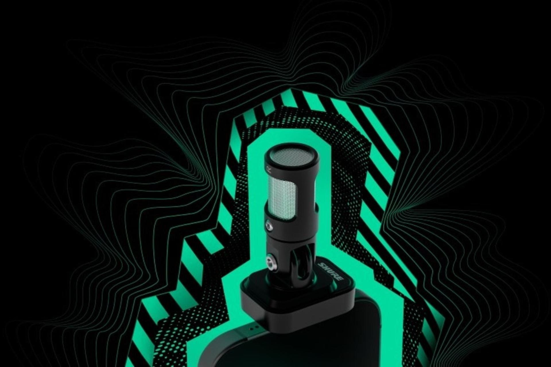 میکروفون برند Shure مدل MV88 در طرح گرافیکی سبز و مشکی