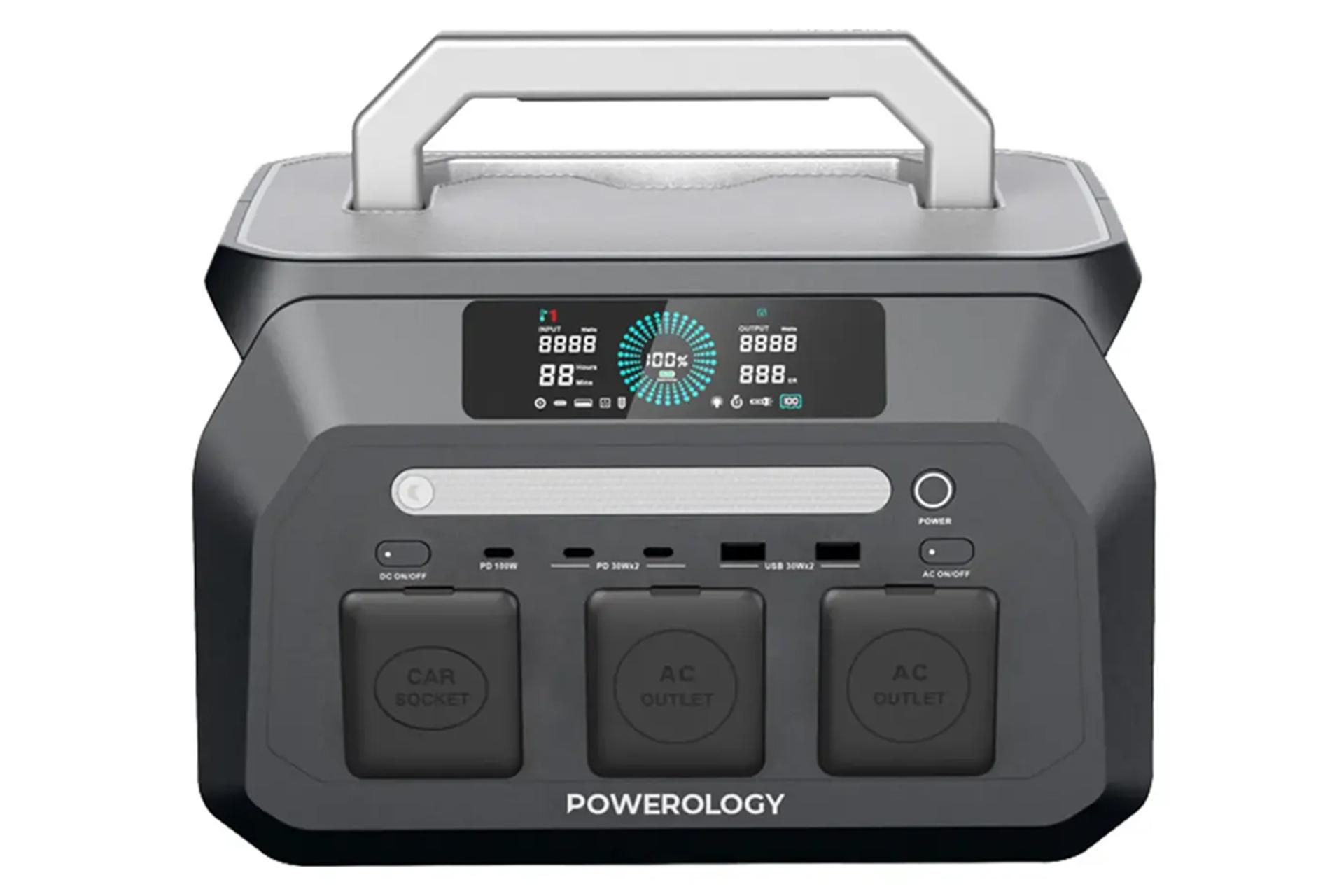 پاور بانک پاورولوجی Dynamic800 با ظرفیت 20000 میلی‌آمپر ساعت نمای جلو