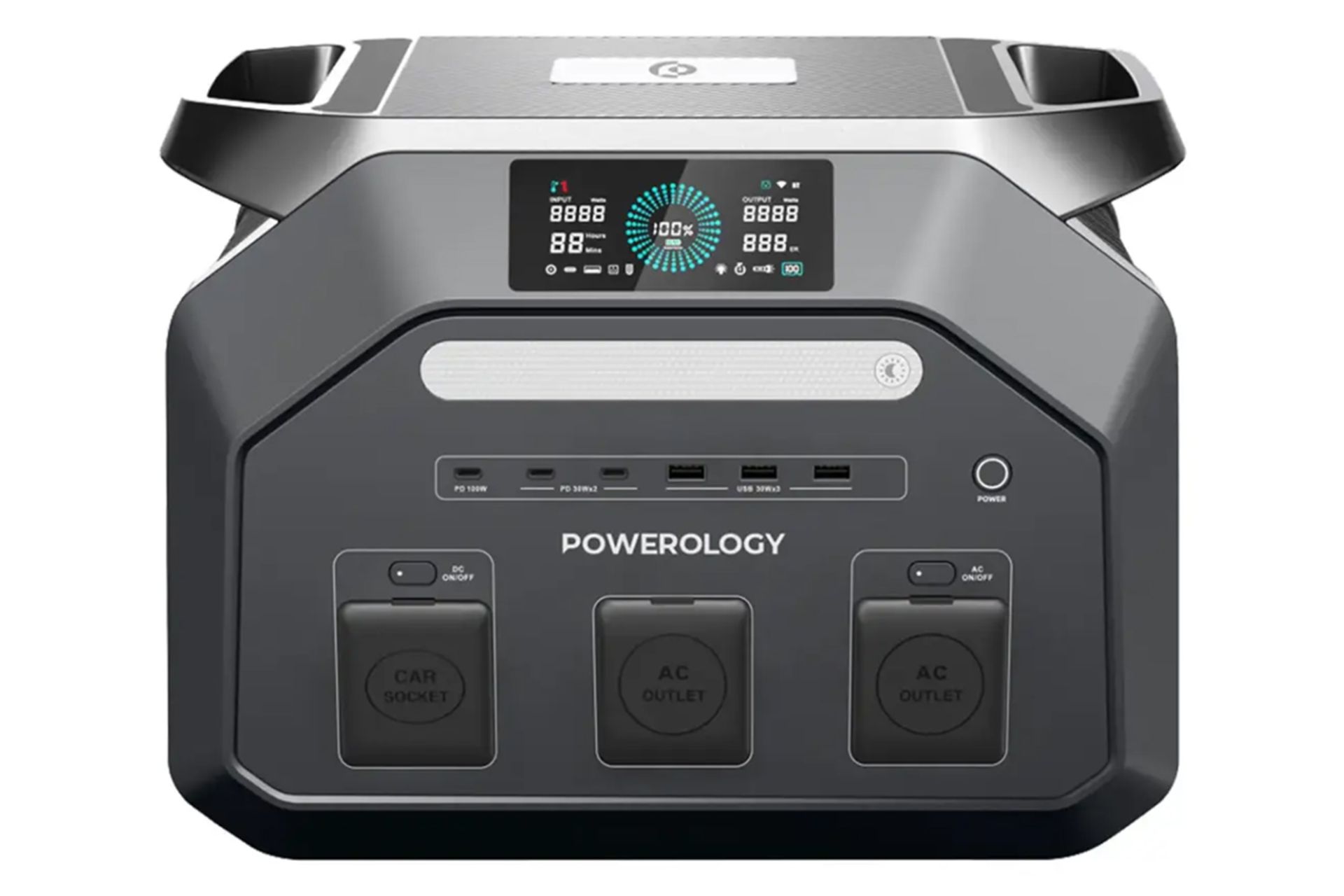 پاور بانک پاورولوجی Dynamic1800 با ظرفیت 20000 میلی‌آمپر ساعت نمای جلو