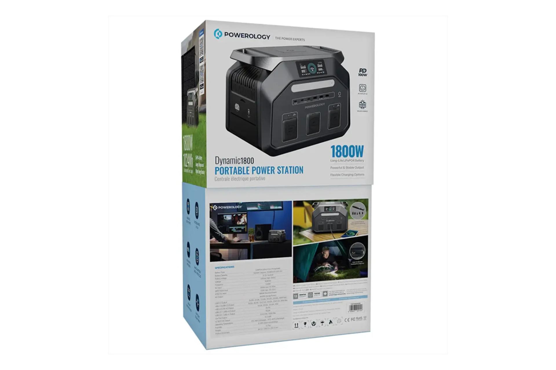 جعبه پاور بانک پاورولوجی Dynamic1800 با ظرفیت 20000 میلی‌آمپر ساعت