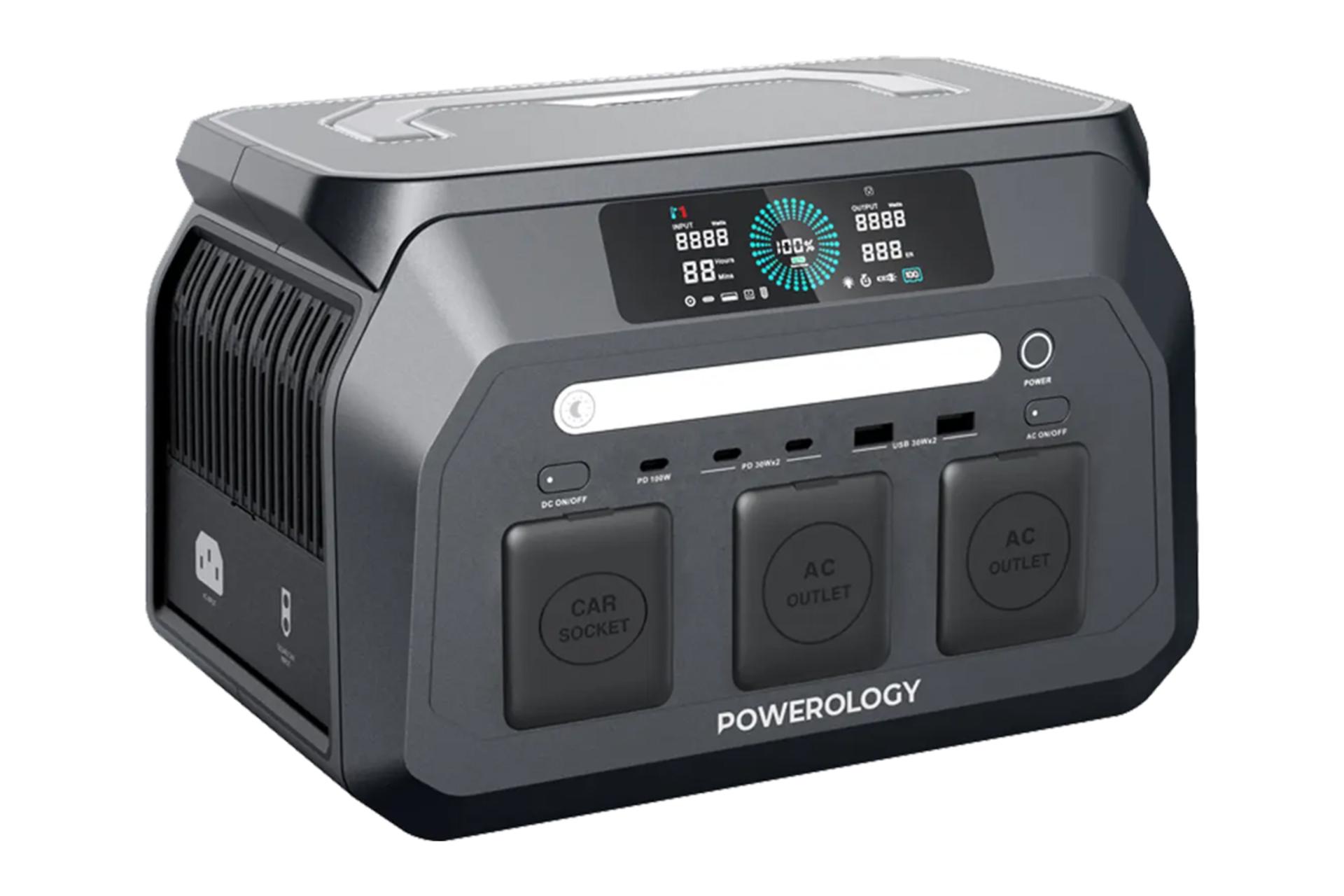 ابعاد و اندازه پاور بانک پاورولوجی Dynamic1800 با ظرفیت 20000 میلی‌آمپر ساعت