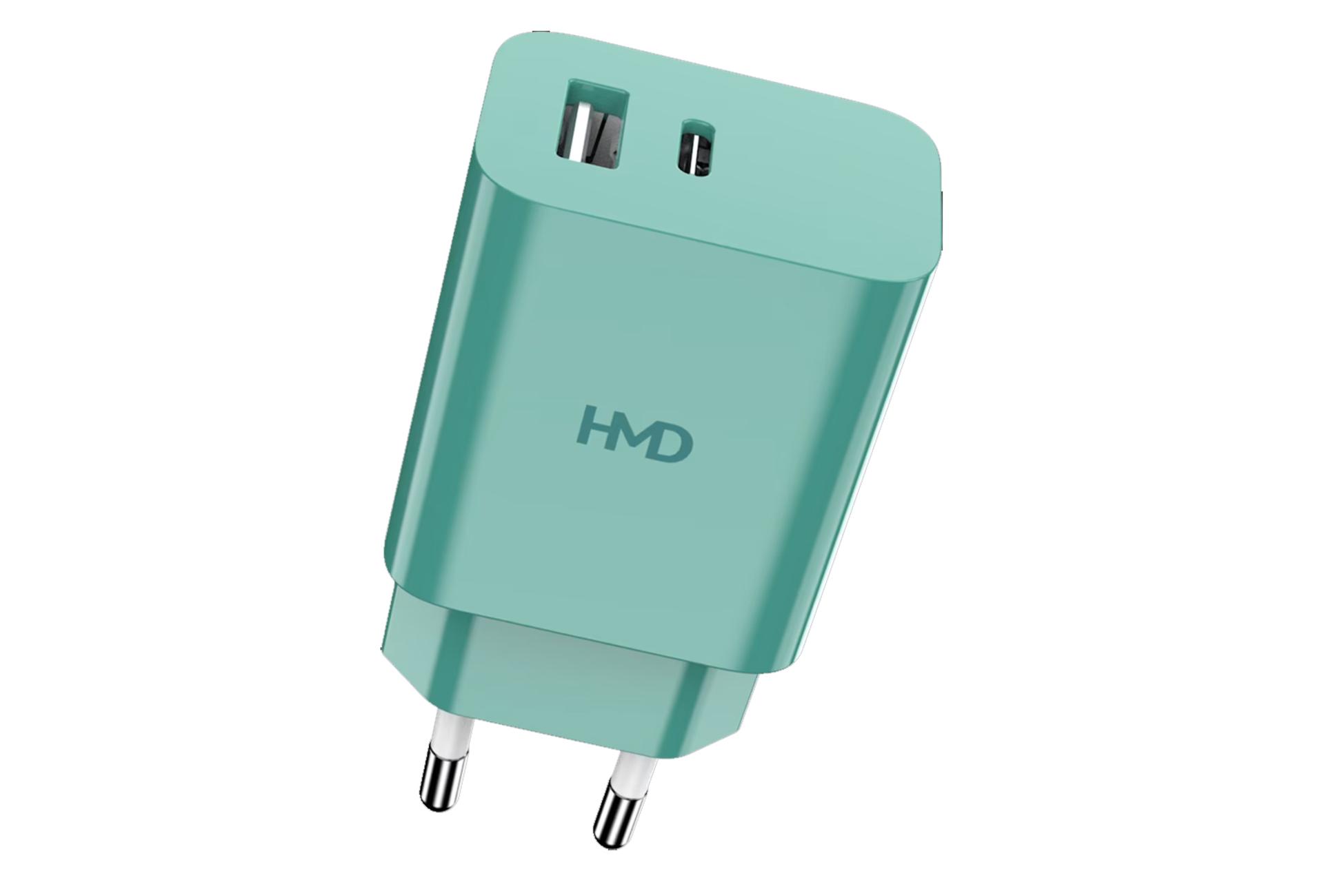 شارژر اچ ام دی Dual Port Wall Charger 30W رنگ سبز