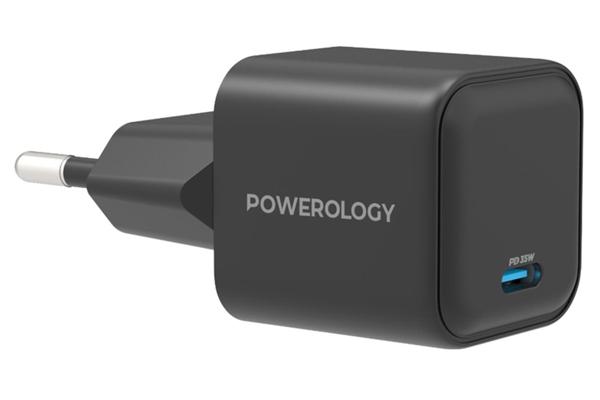 ابعاد و اندازه شارژر پاورولوجی 35W Single Port Type-C GaN