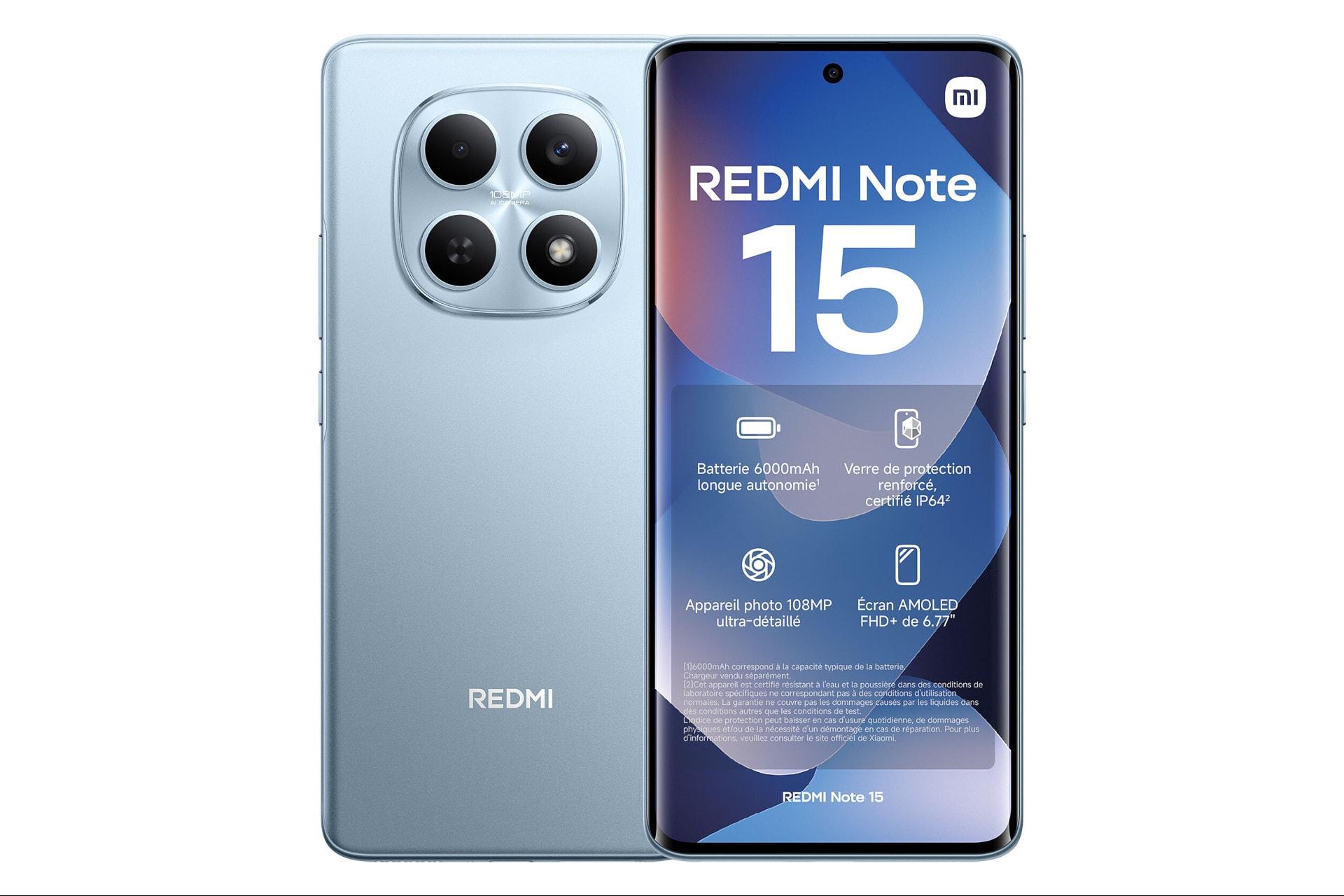پنل جلو و پشت گوشی موبایل ردمی نوت 15 شیائومی 4G آبی روشن / Xiaomi Redmi Note 15 4G