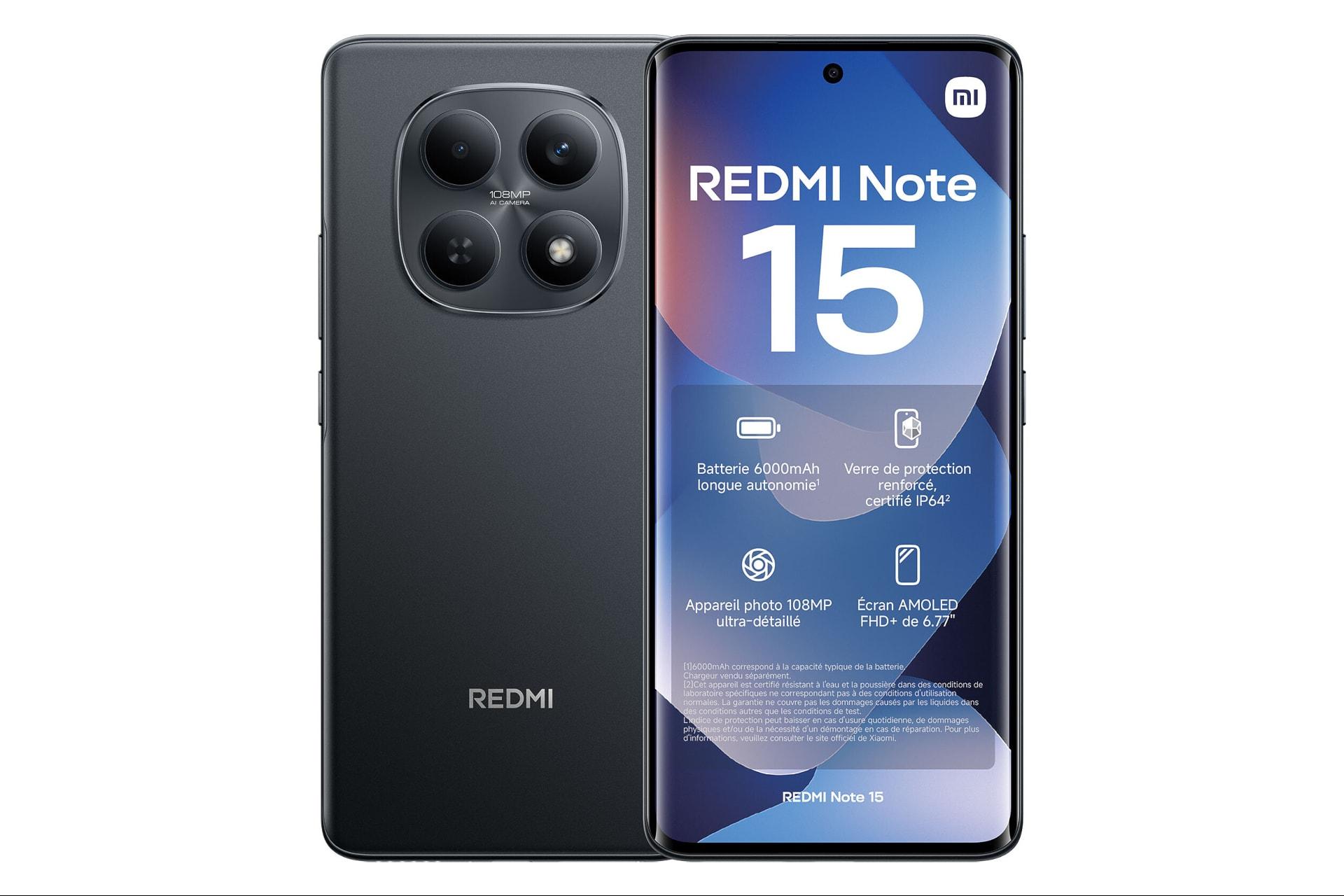 پنل جلو و پشت گوشی موبایل ردمی نوت 15 شیائومی 4G مشکی / Xiaomi Redmi Note 15 4G