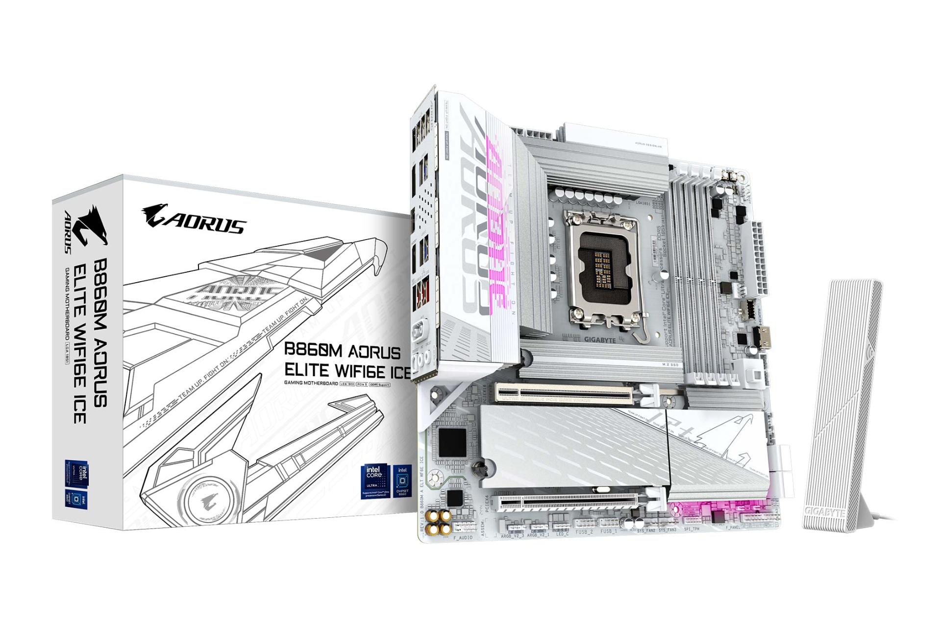 جعبه مادربرد گیگابایت B860M AORUS ELITE WIFI6E ICE