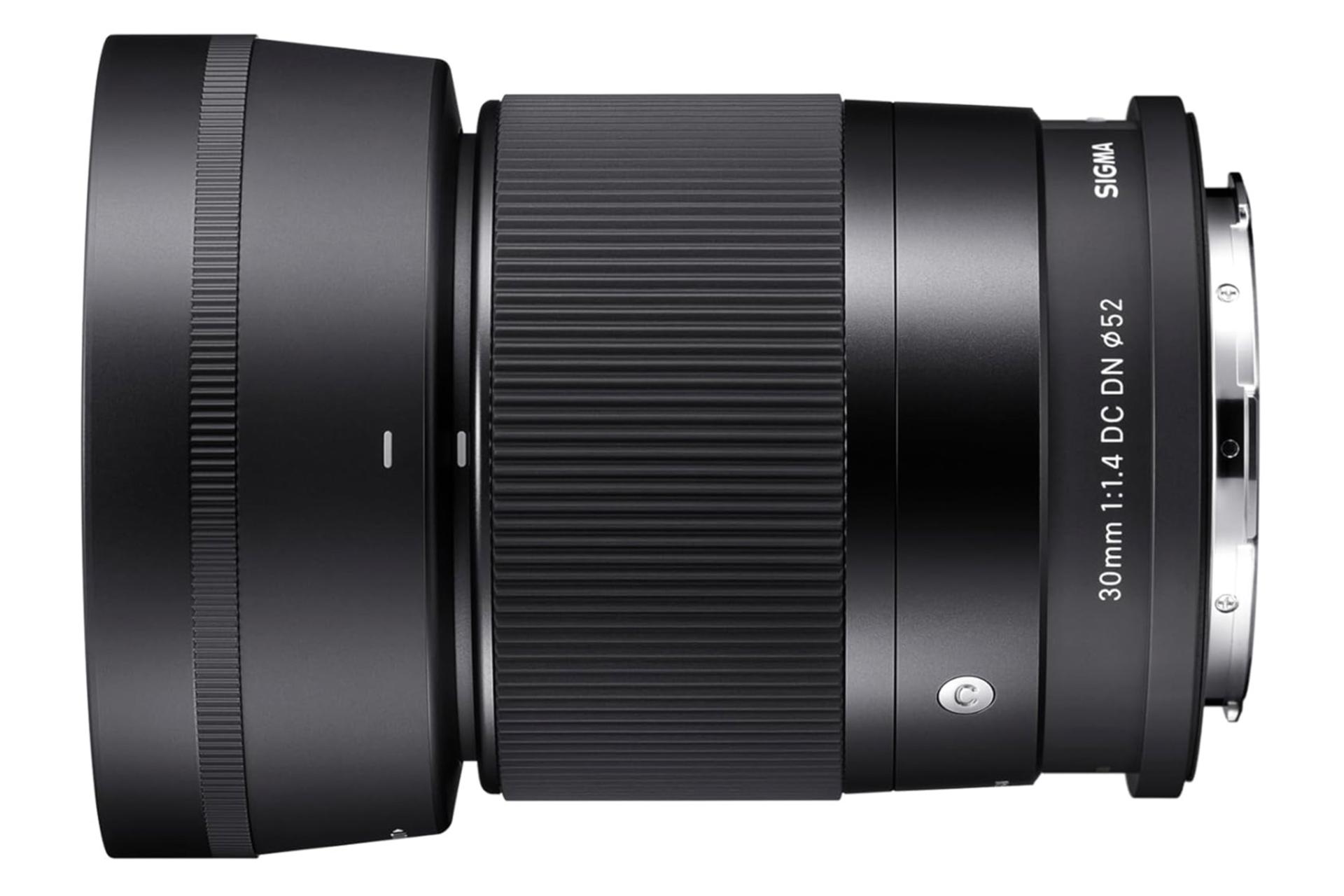 نمای کنار لنز سیگما 30mm F1.4 DC DN Contemporary