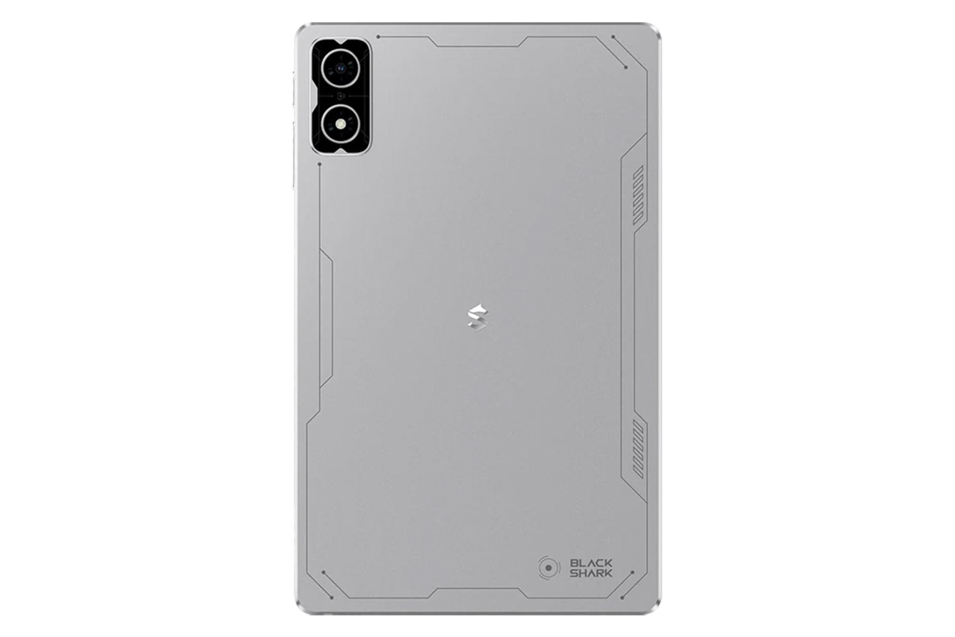 نمای پنل پشت تبلت Gaming Tablet بلک شارک شیائومی / Xiaomi Black Shark Gaming Tablet با نمایش دوربین و لوگو رنگ نقره‌ای