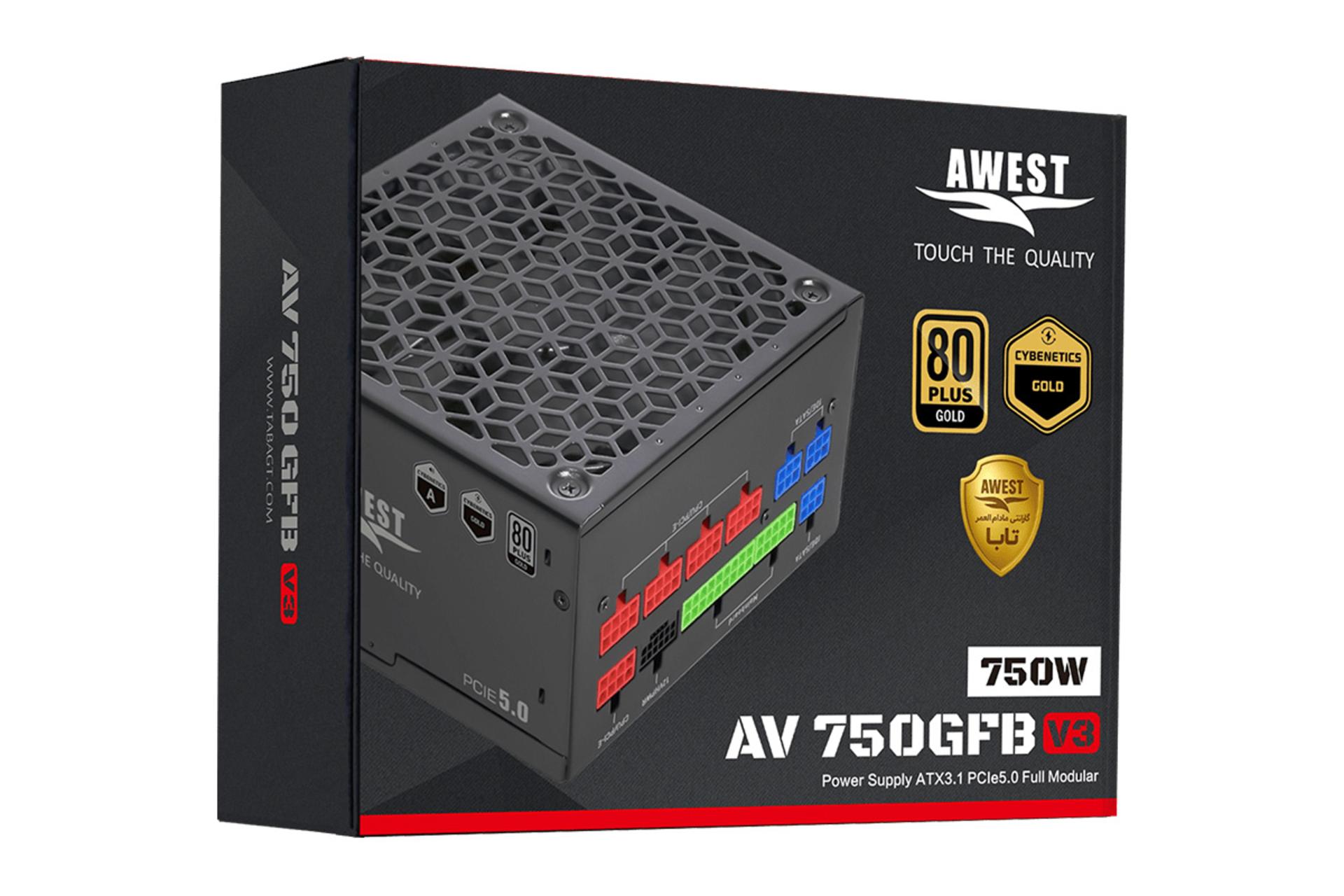 جعبه پاور کامپیوتر اوست AV750-GFB V3 با توان 750 وات