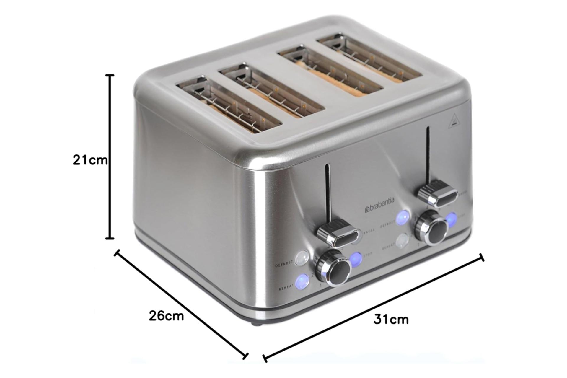 ابعاد و اندازه توستر برابانتیا 4 Slice Toaster