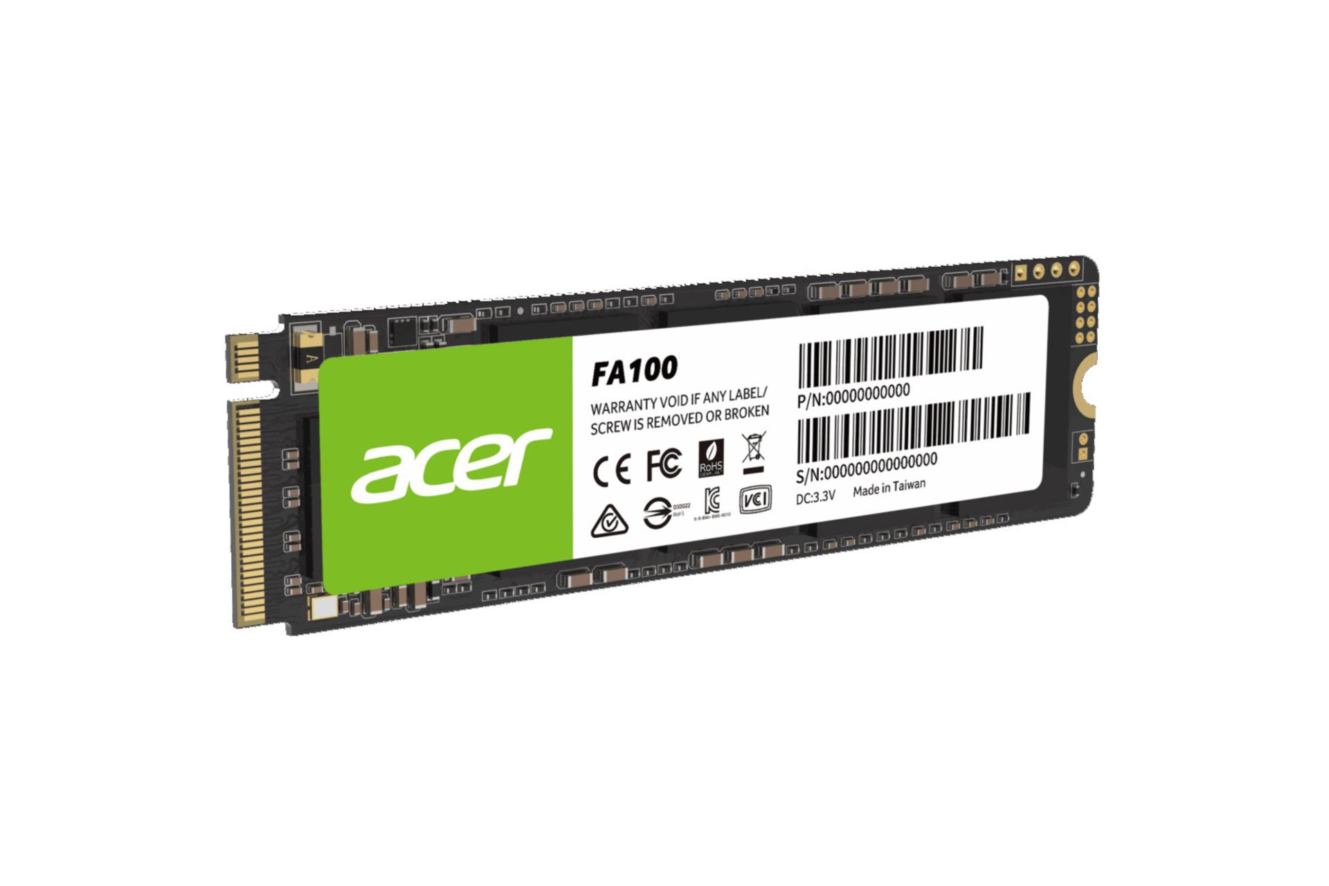 ابعاد و اندازه اس اس دی ایسر FA100 NVMe M.2 ظرفیت 256 گیگابایت