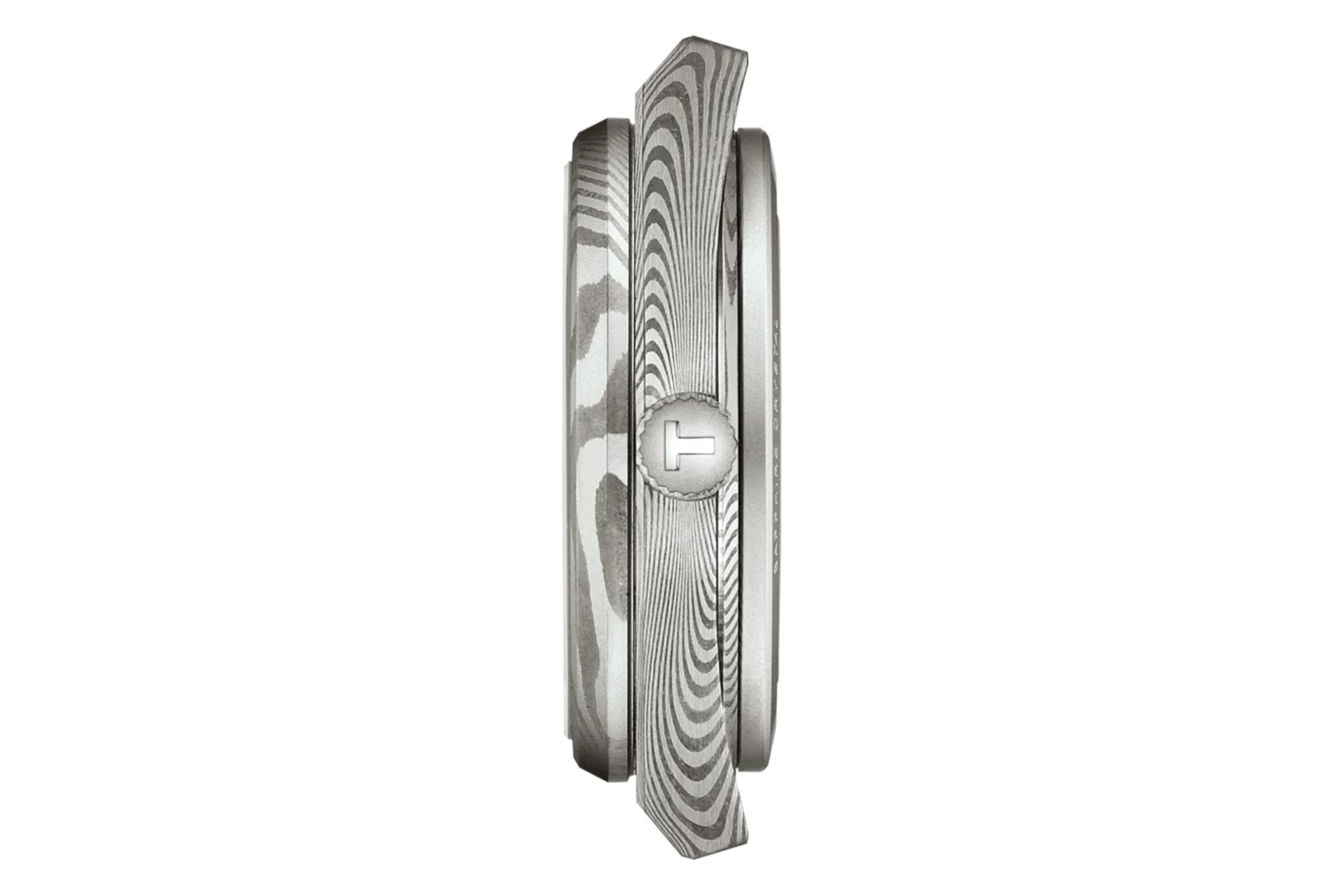 نمای جانبی ساعت مچی مردانه تیسوت Tissot PRX Damascus Steel 38mm T137.807.96.081.00