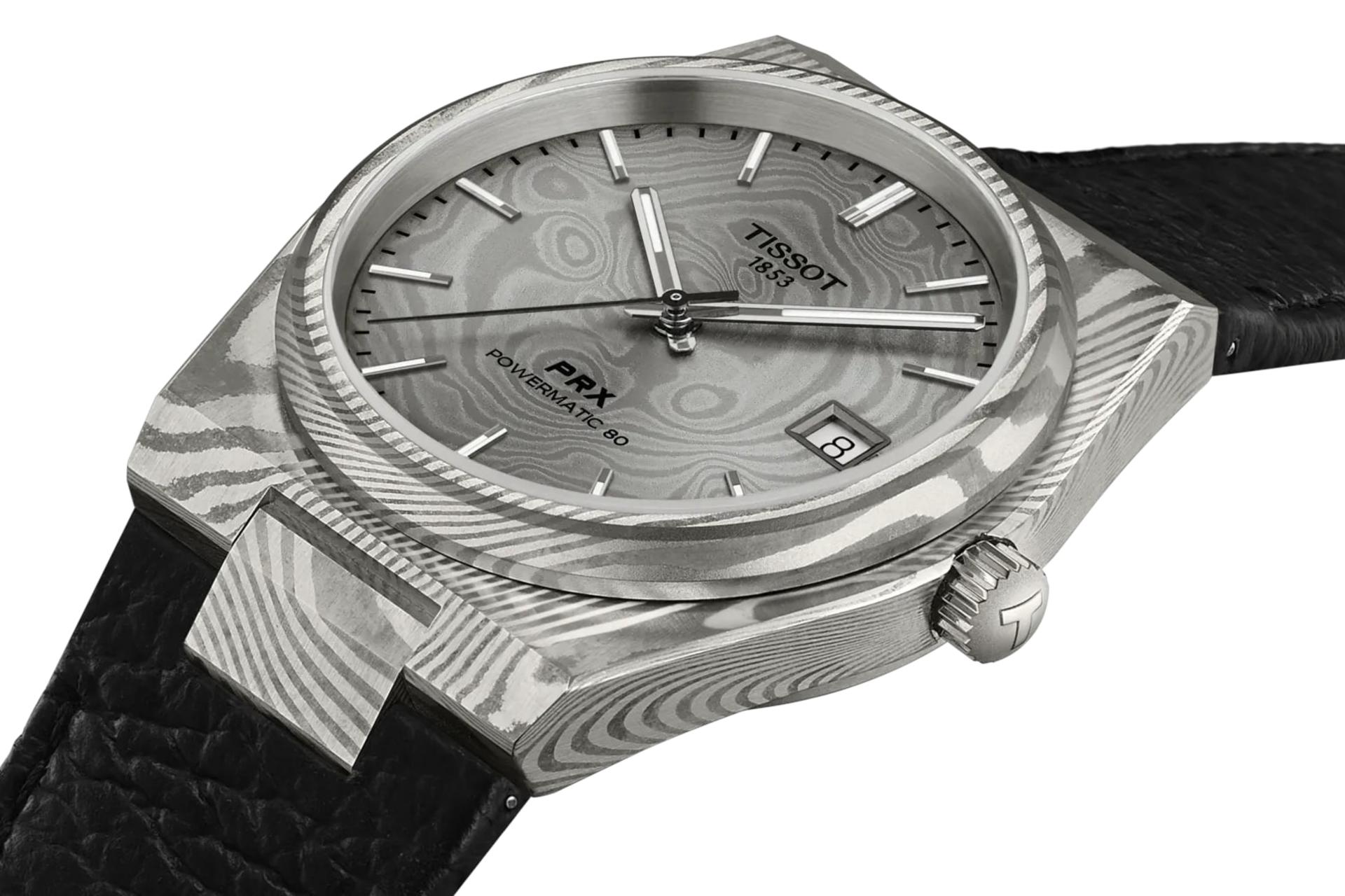 سمت راست ساعت مچی مردانه تیسوت Tissot PRX Damascus Steel 38mm T137.807.96.081.00