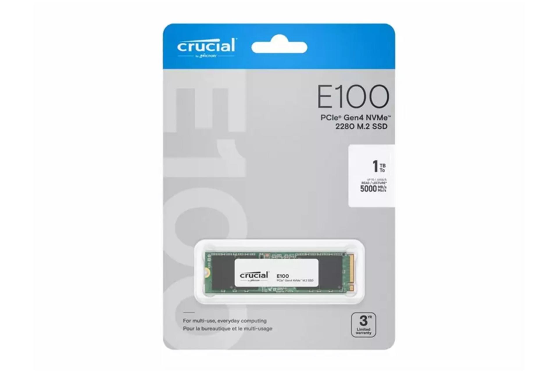 جعبه اس اس دی کروشیال E100 NVMe M.2 ظرفیت 1 ترابایت