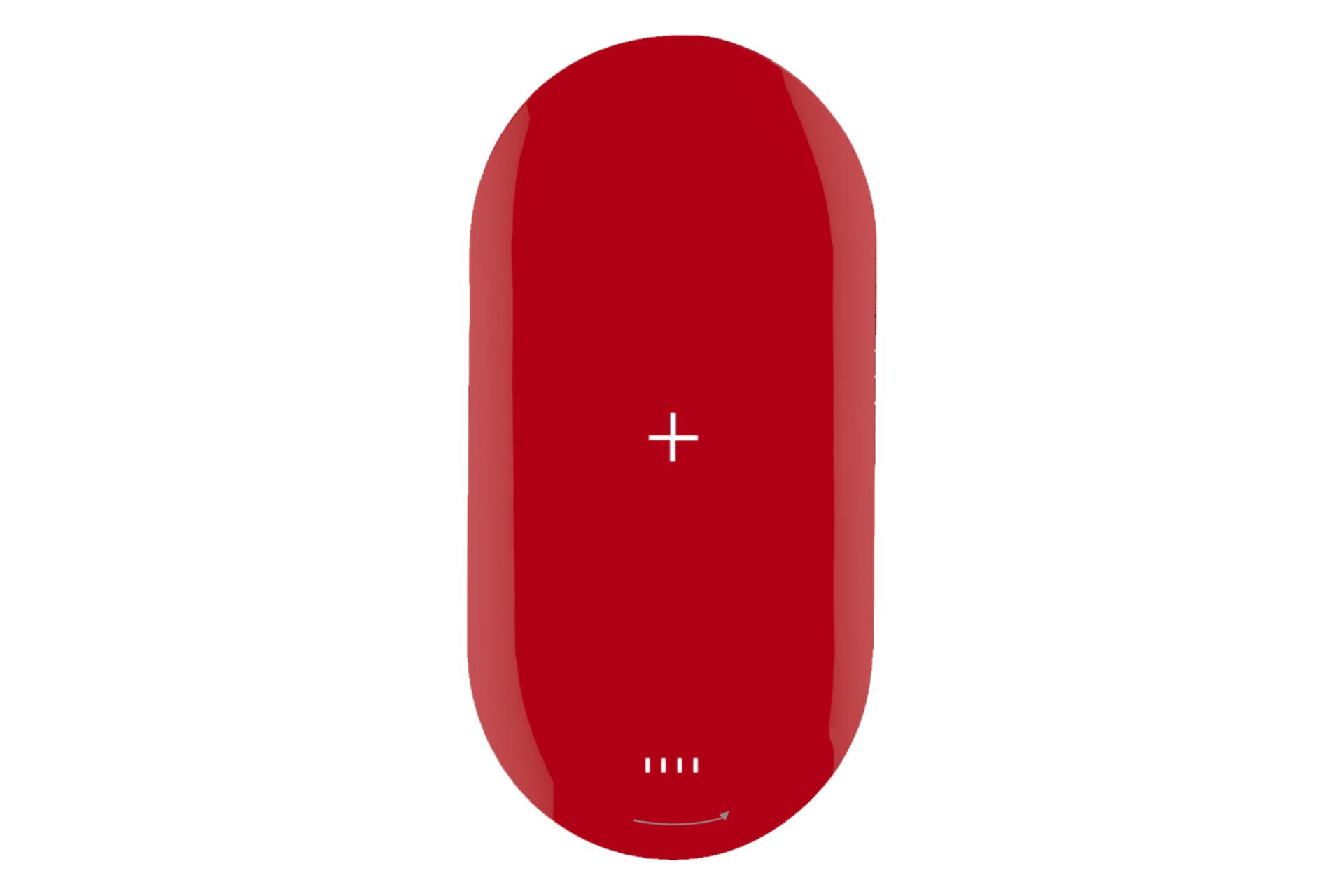 رنگ قرمز پاور بانک مایپو Power Cube X2 SPQ07 با ظرفیت 5000 میلی‌آمپر ساعت و امکان شارژ بی سیم