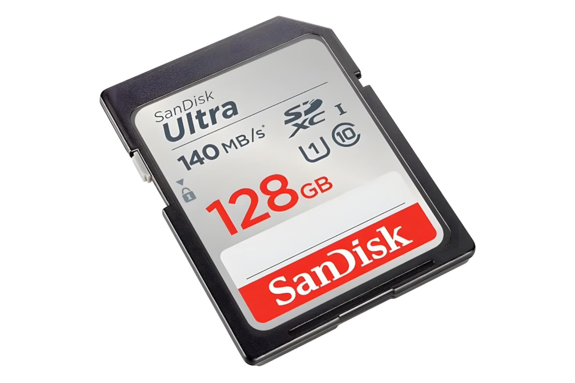 کارت حافظه سن‌دیسک SanDisk Ultra SDXC Class 10 UHS-I U1 128GB 140MBps نمای جلو