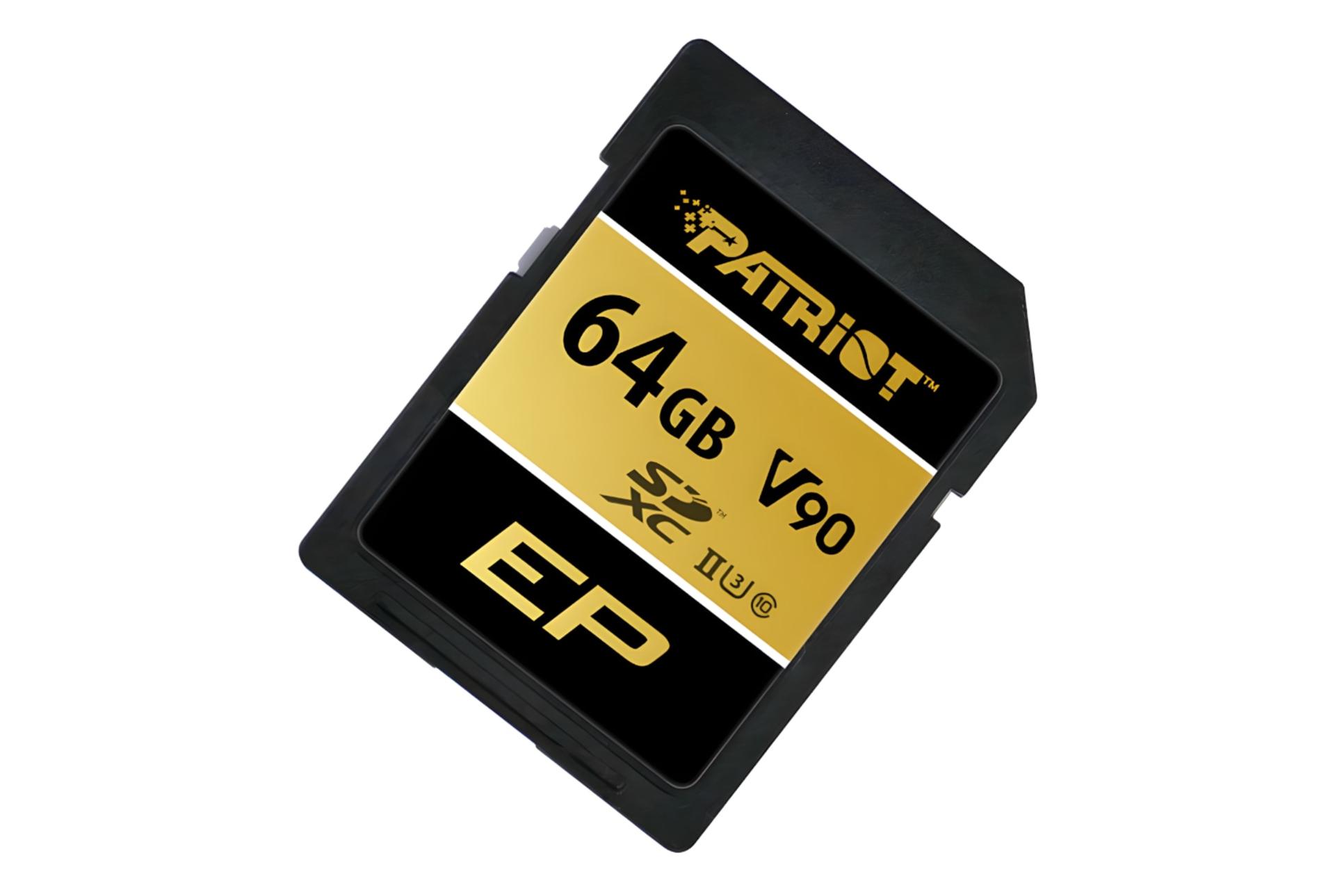 کارت حافظه پاتریوت Patriot EP V90 SDXC Class 10 UHS-II U3 64GB نمای جلو