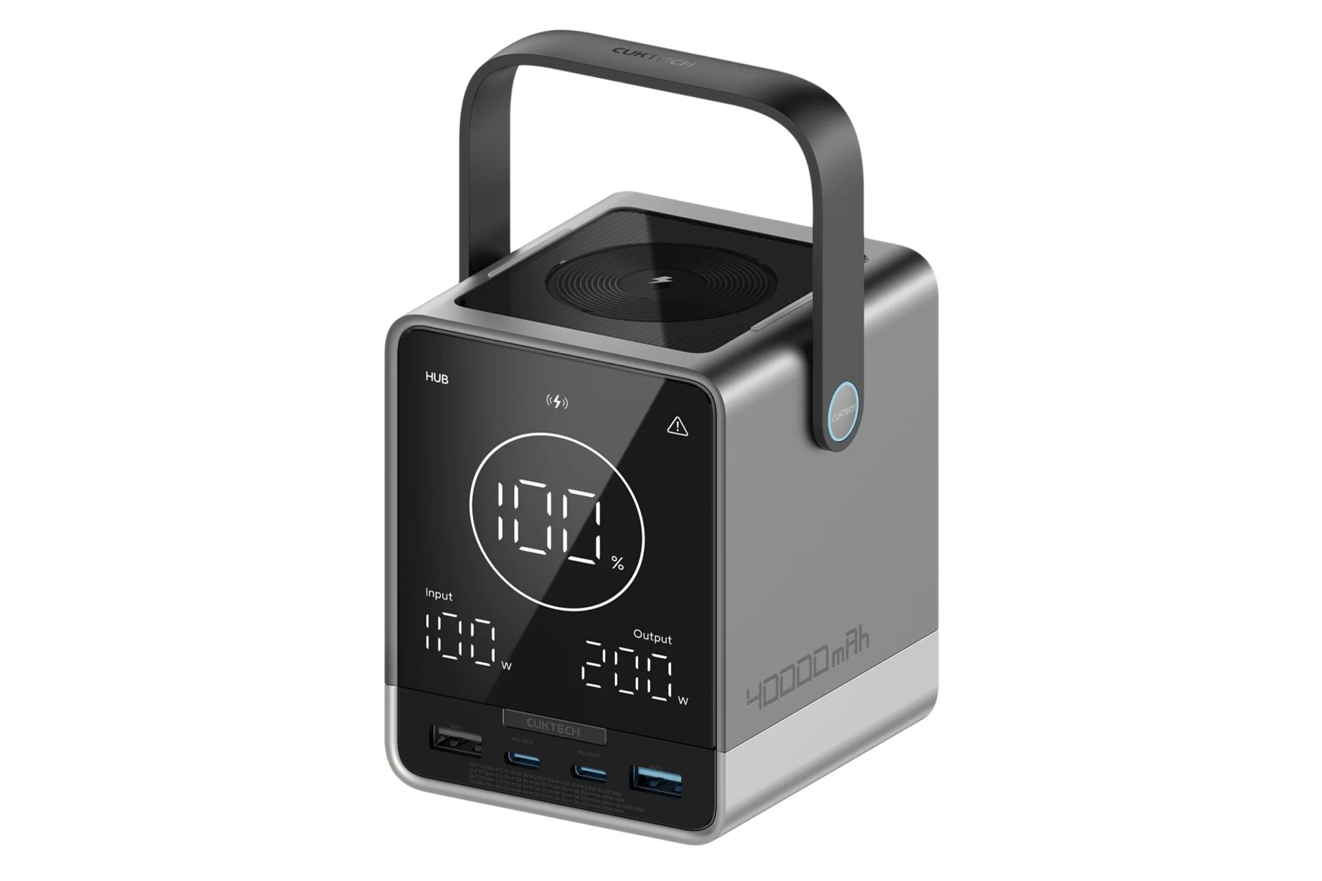 ابعاد و اندازه پاور بانک کاکتک P01 با ظرفیت 40000 میلی‌آمپر ساعت و امکان شارژ بی سیم