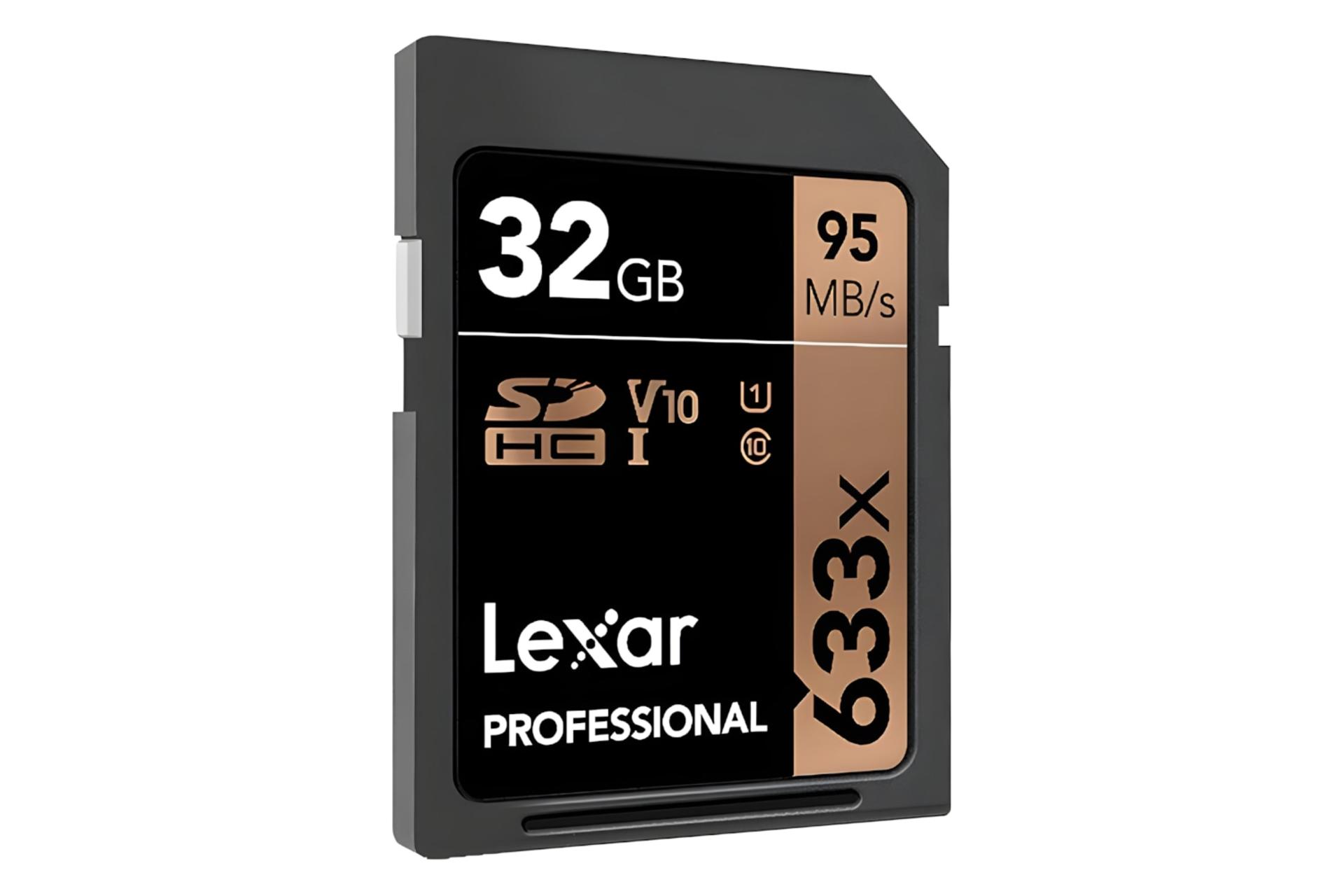 کارت حافظه لکسار Lexar Professional 633x V10 SDHC Class 10 UHS-I U1 32GB نمای جانبی