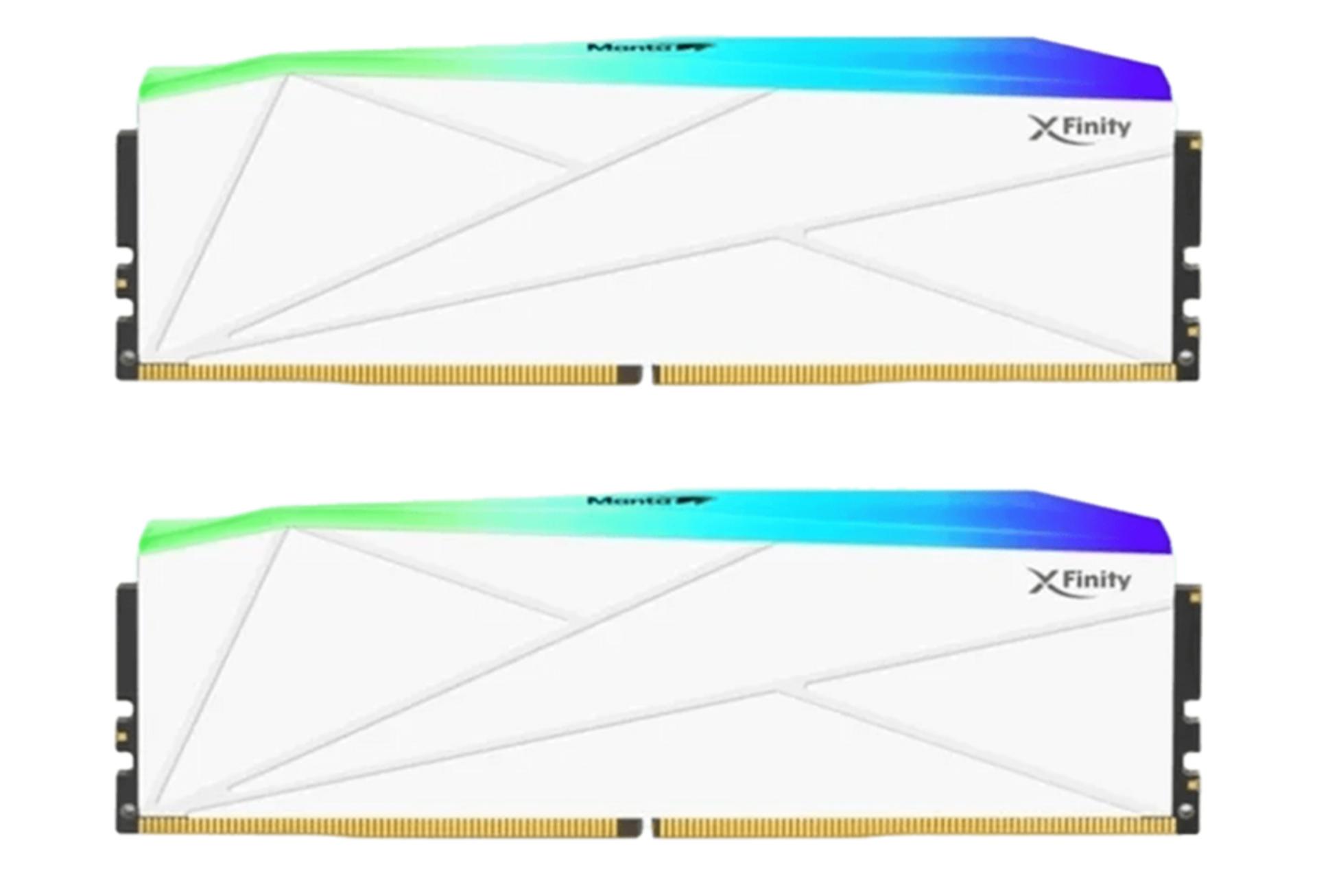 رنگ سفید رم وی کالر Manta XFinity RGB ظرفیت 32 گیگابایت (2x16) از نوع DDR5-6000 CL30