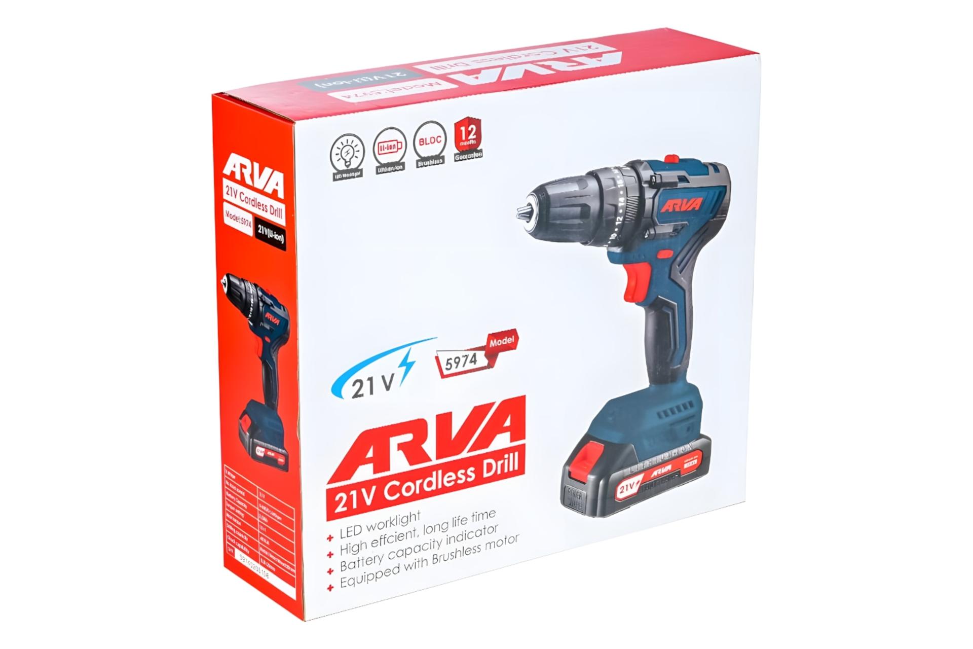جعبه دریل پیچ گوشتی شارژی آروا Arva 5974 Drill Driver
