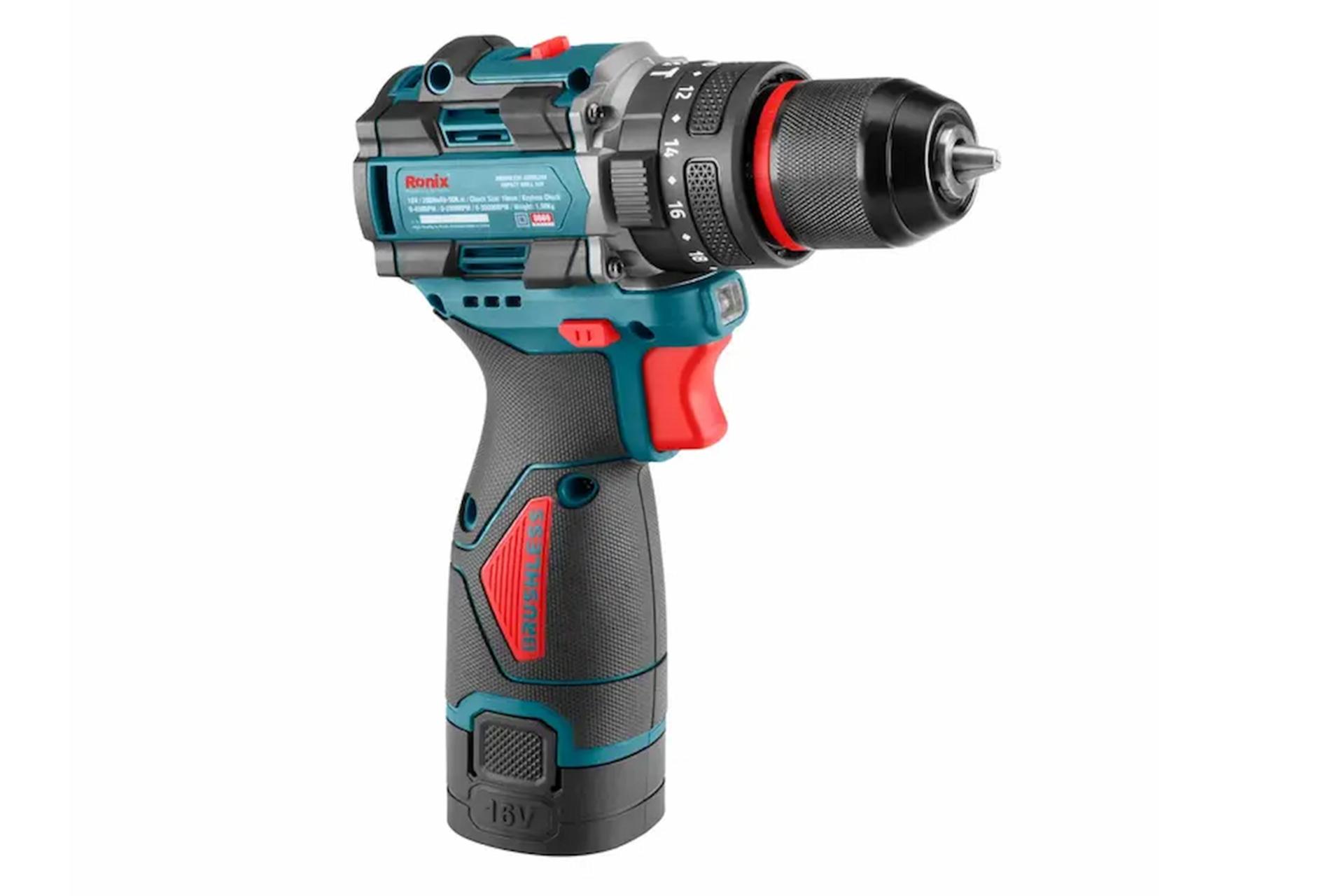 نمای سمت چپ دریل پیچ گوشتی شارژی رونیکس 8669