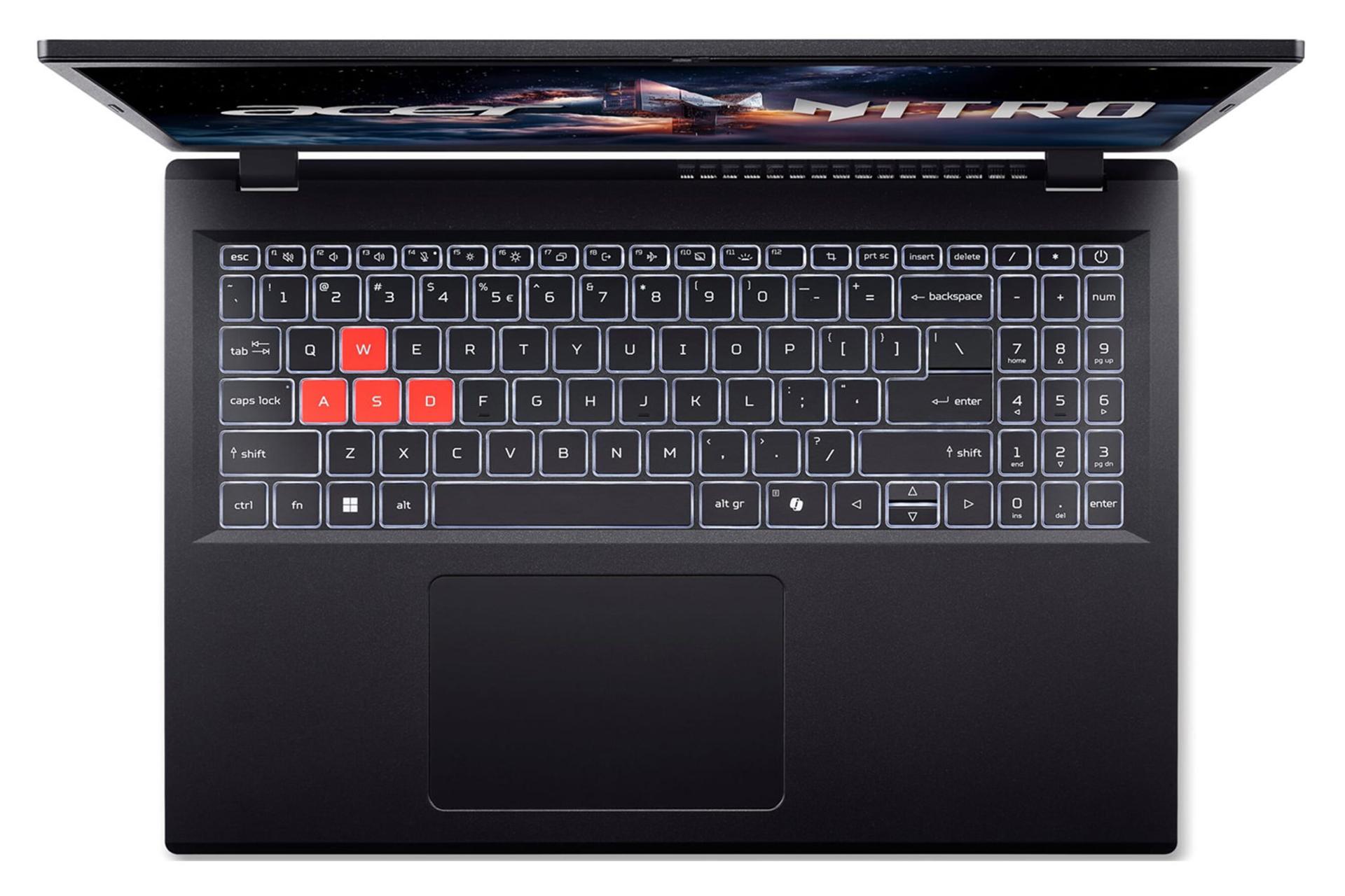 لپ تاپ ایسر Acer Nitro Lite 16 NL16-71G نمای بالا و کیبورد