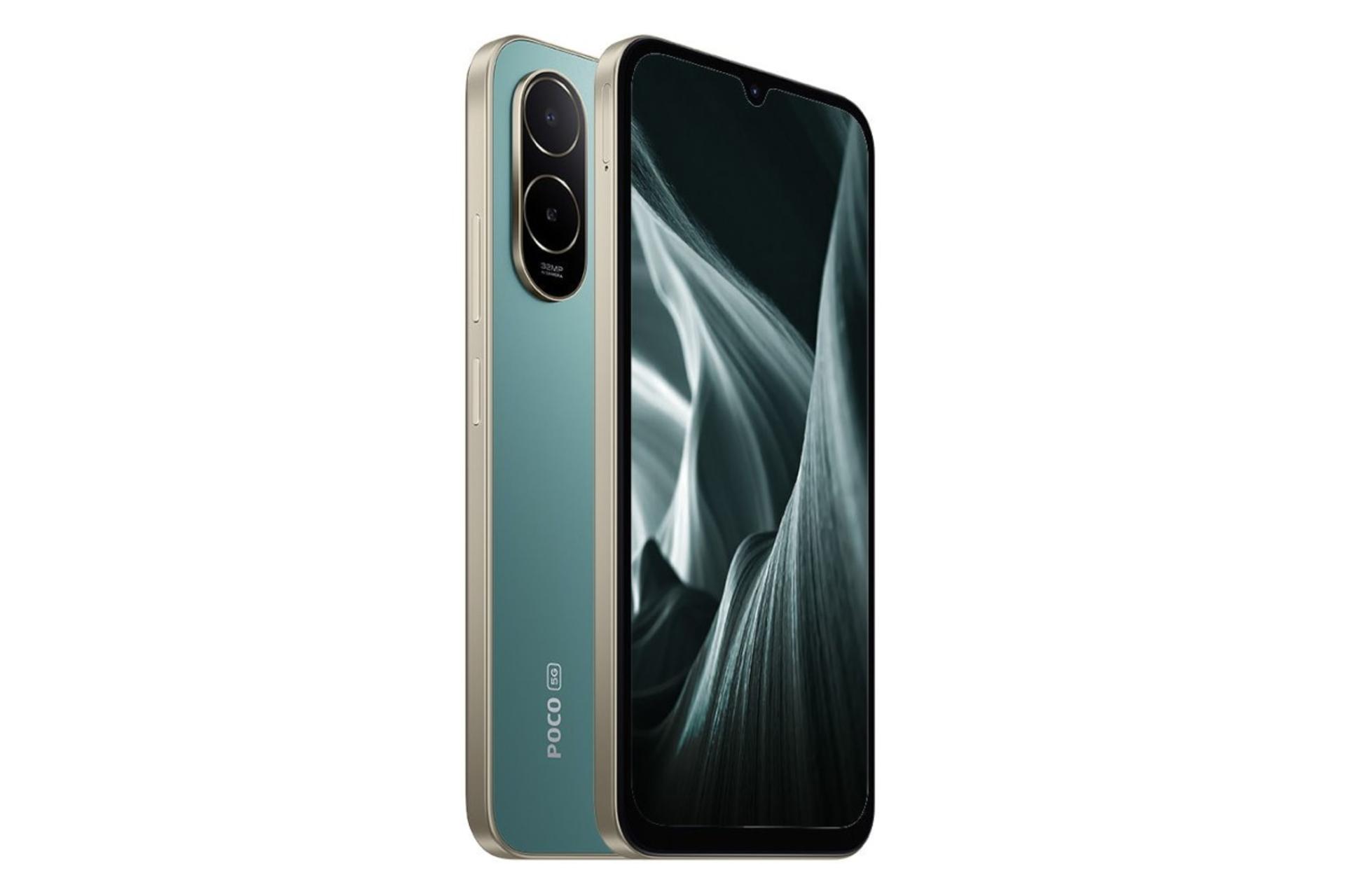 نمای جانبی گوشی موبایل پوکو C85x شیائومی سبز / Xiaomi Poco C85x