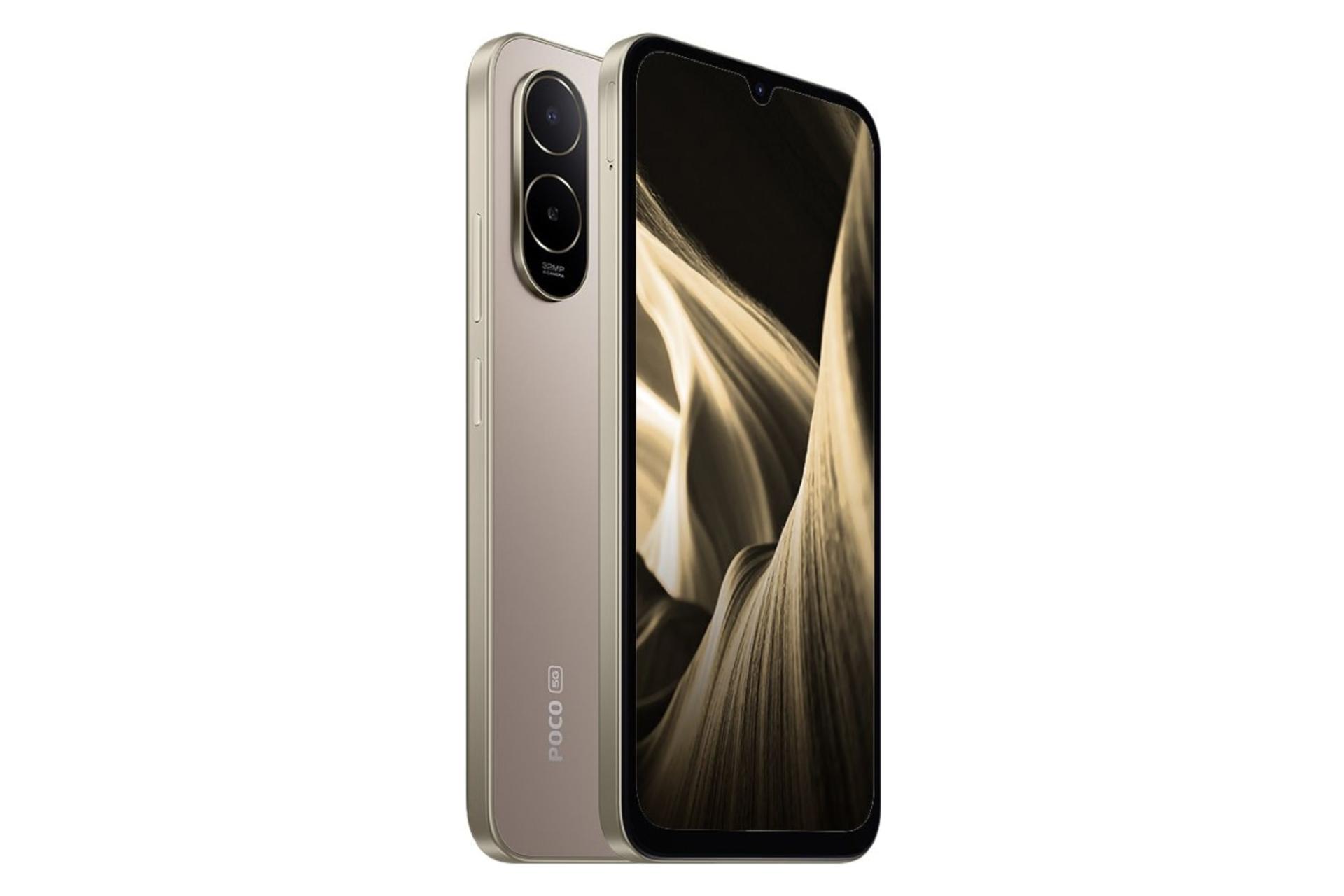 نمای جانبی گوشی موبایل پوکو C85x شیائومی طلایی / Xiaomi Poco C85x