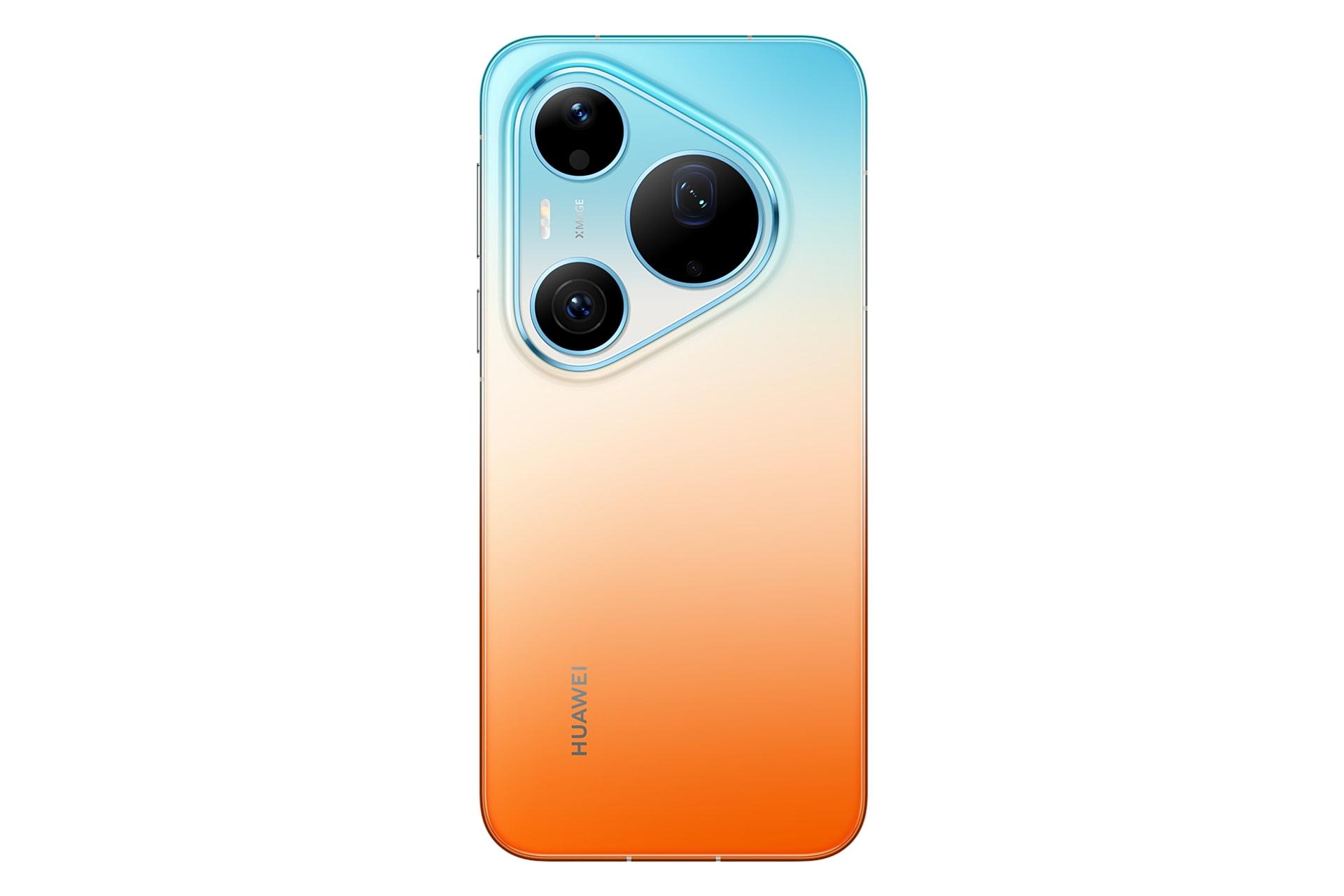 پنل پشت و چینش دوربین گوشی موبایل پیورا 90 پرو مکس هواوی آبی و نارنجی / Huawei Pura 90 Pro Max