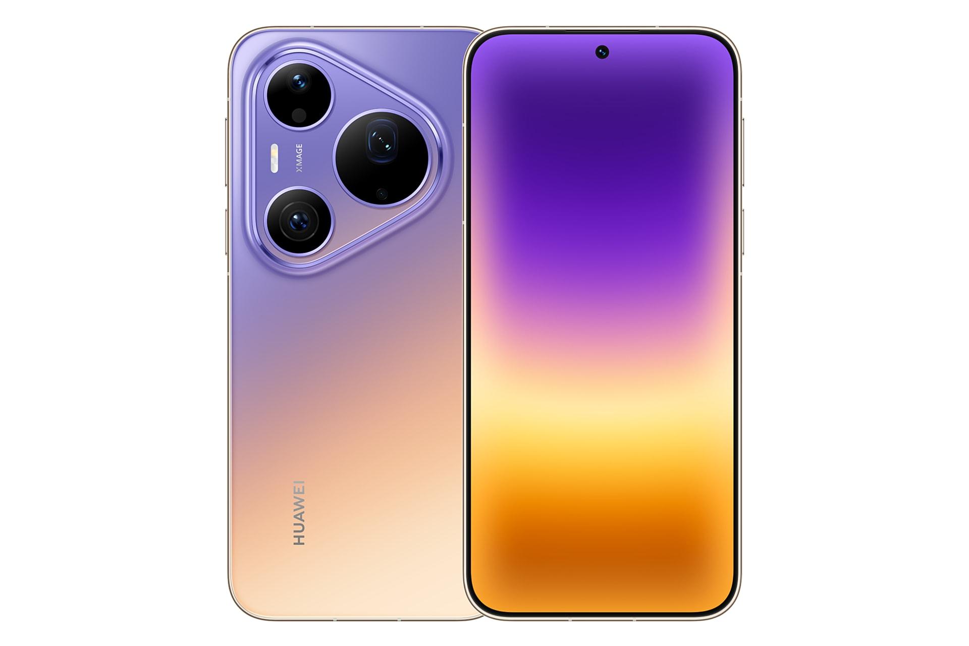 پنل جلو و پشت گوشی موبایل پیورا 90 پرو مکس هواوی بنفش و طلایی / Huawei Pura 90 Pro Max