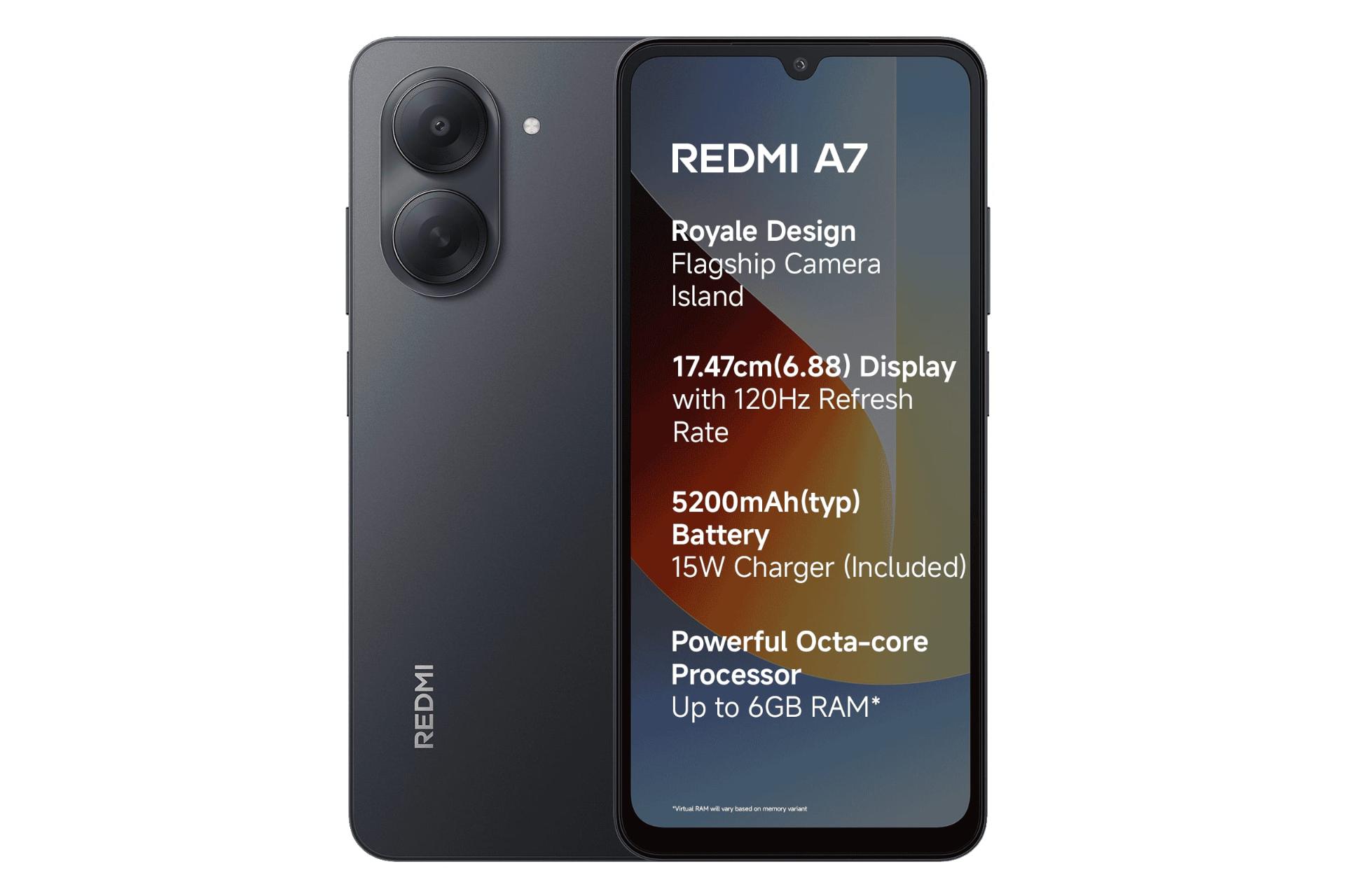 پنل جلو و پشت گوشی موبایل ردمی A7 شیائومی مشکی / Xiaomi Redmi A7