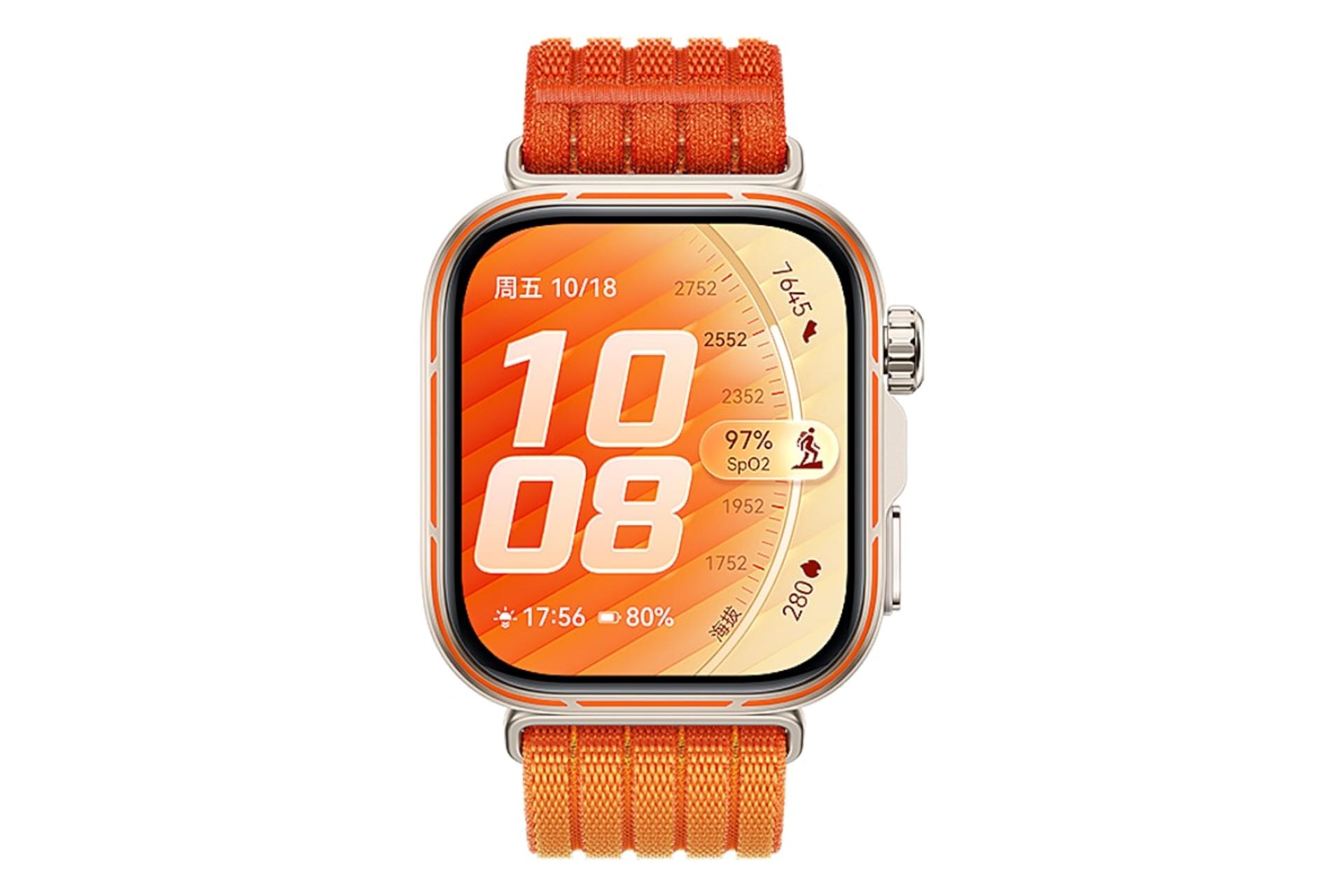 ساعت هوشمند هواوی واچ فیت 5 پرو نارنجی از نمای روبرو / Huawei Watch Fit 5 Pro