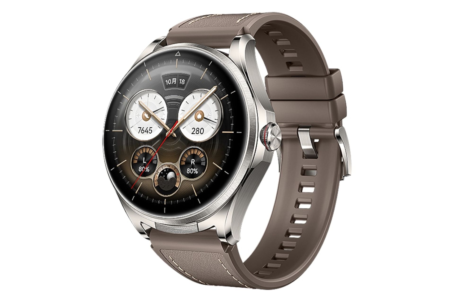 ساعت هوشمند هواوی واچ بادز 2 نقره ای با بند قهوه ای / Huawei Watch Buds 2