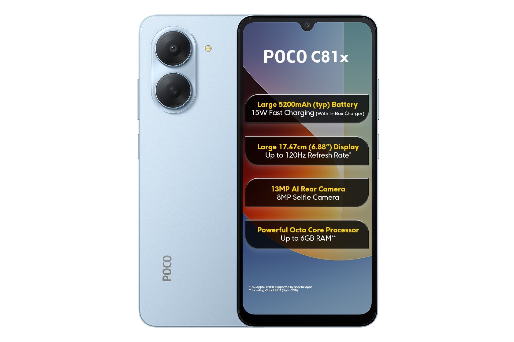 پنل جلو و پشت گوشی موبایل پوکو C81x شیائومی آبی روشن / Xiaomi Poco C81x