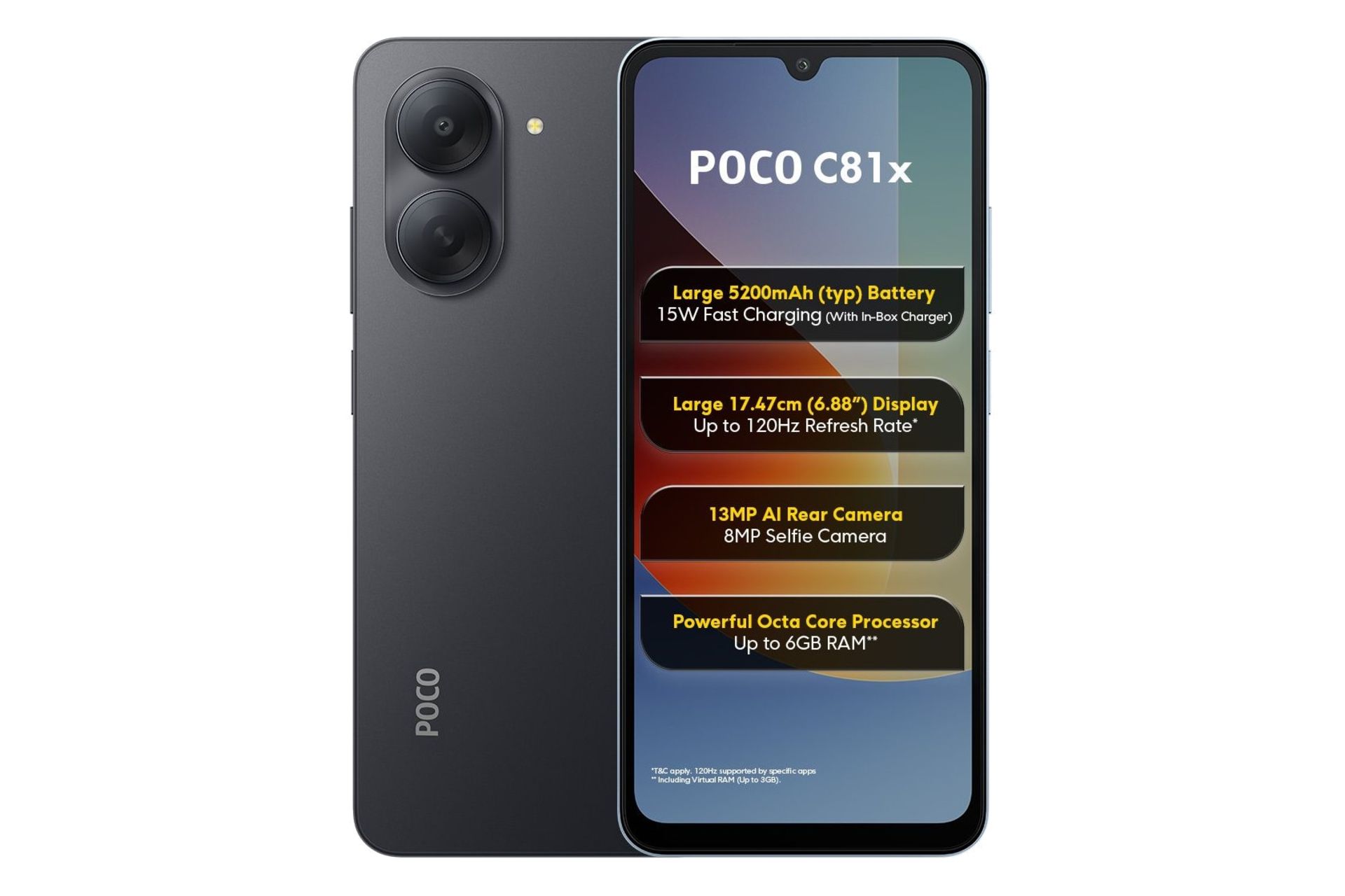 پنل جلو و پشت گوشی موبایل پوکو C81x شیائومی مشکی / Xiaomi Poco C81x
