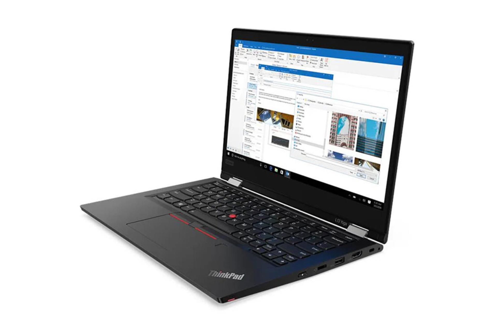 لپ تاپ لنوو Lenovo ThinkPad L13 Yoga Gen 2 نمای جلو و راست
