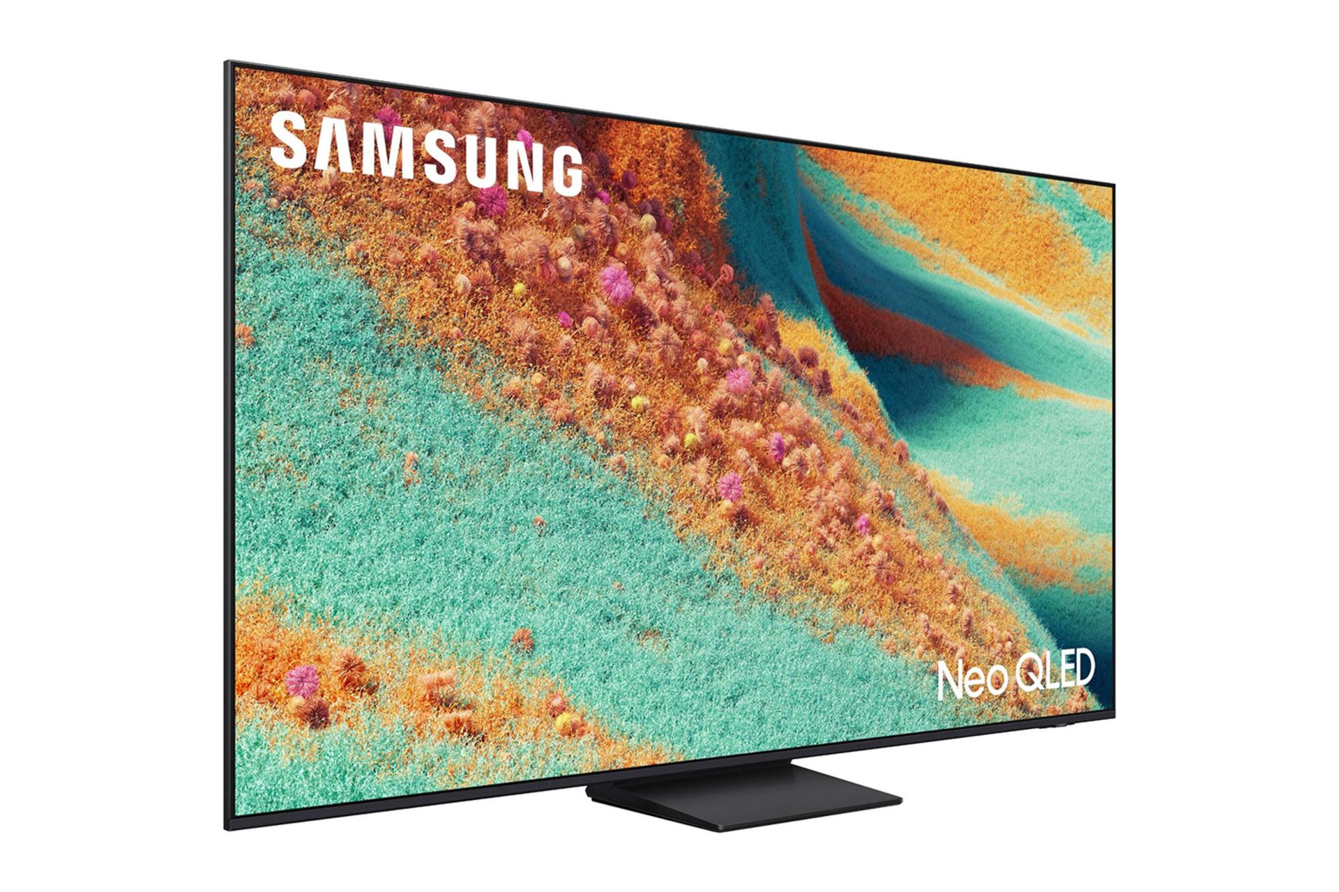 تلویزیون سامسونگ Samsung QN85F نمای جلو و چپ