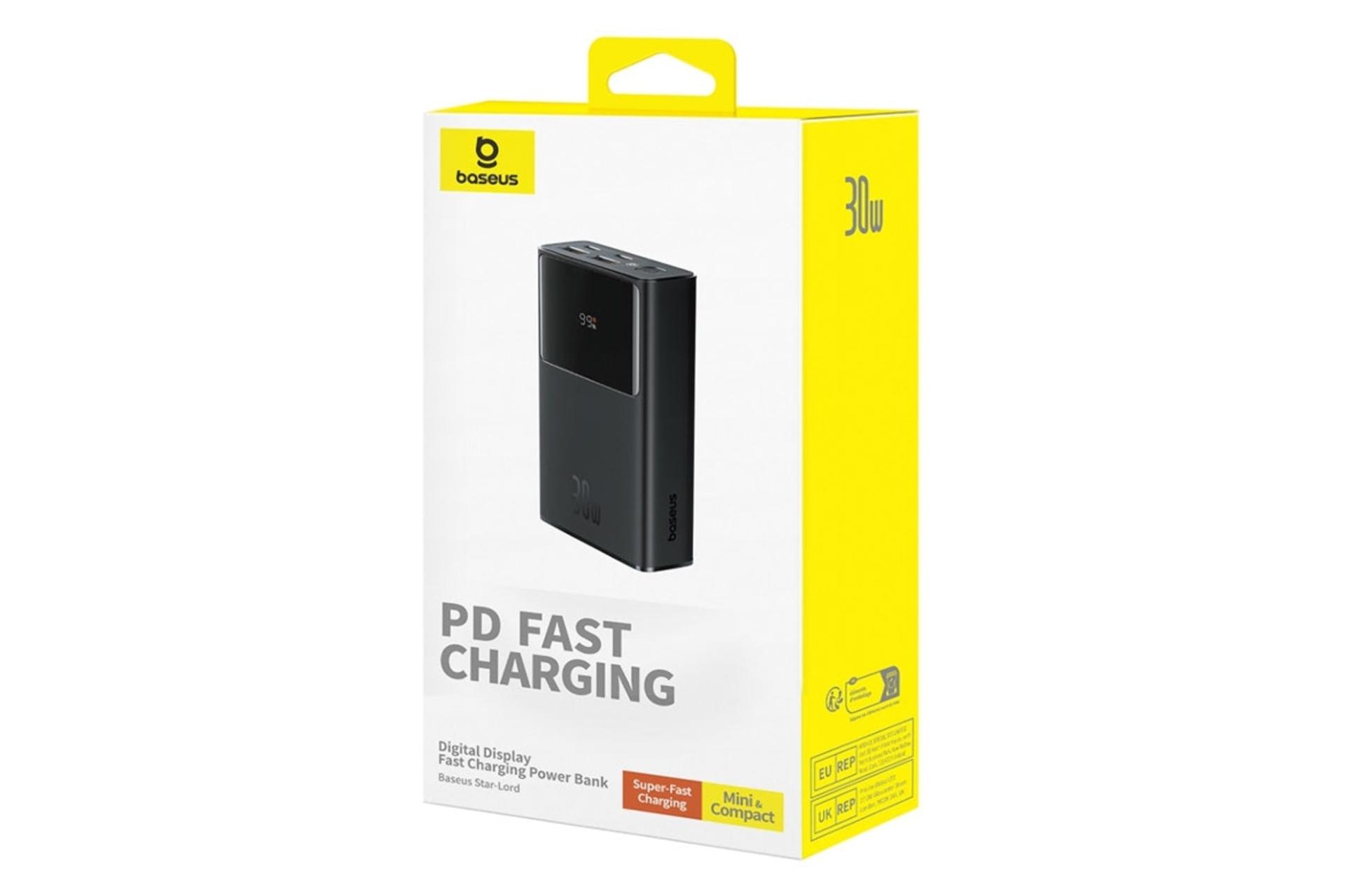 جعبه پاور بانک باسئوس Baseus Star-Lord Digital Display 30W 10000mAh مشکی