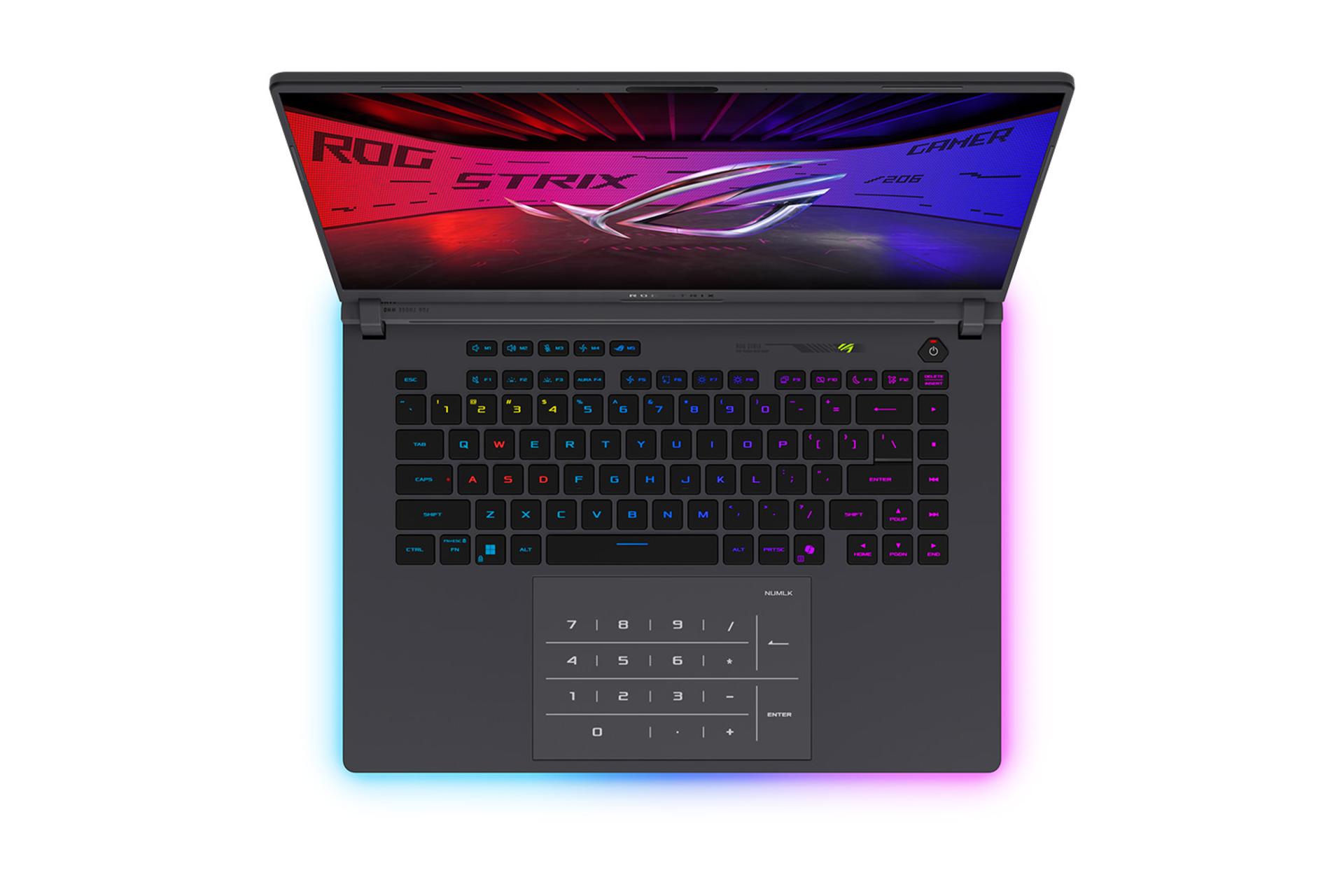 لپ تاپ ایسوس ASUS ROG Strix G16 2026 G615 نمای بالا و کیبورد